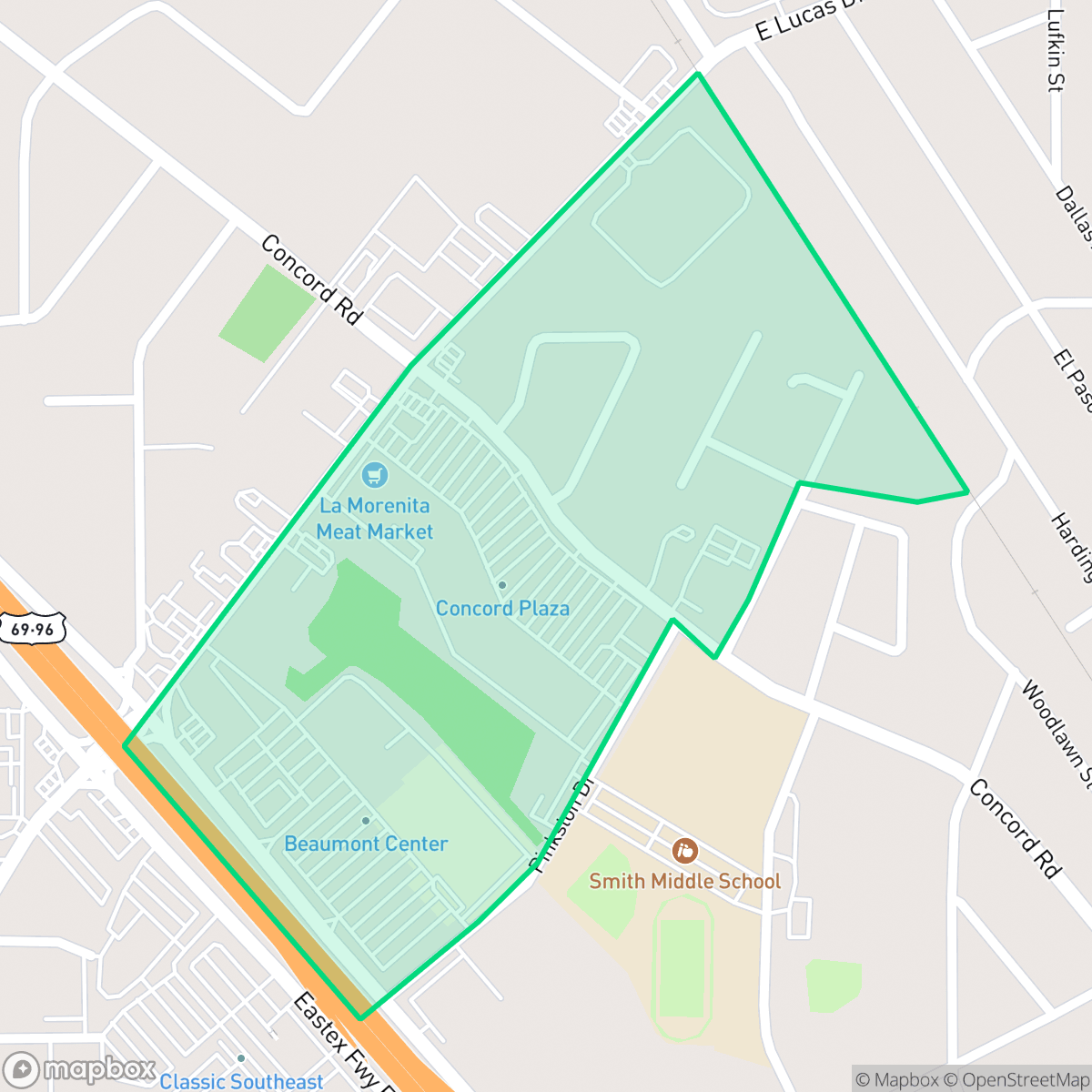 Map showing the location of T.A.C.T.I.C., Beaumont, TX