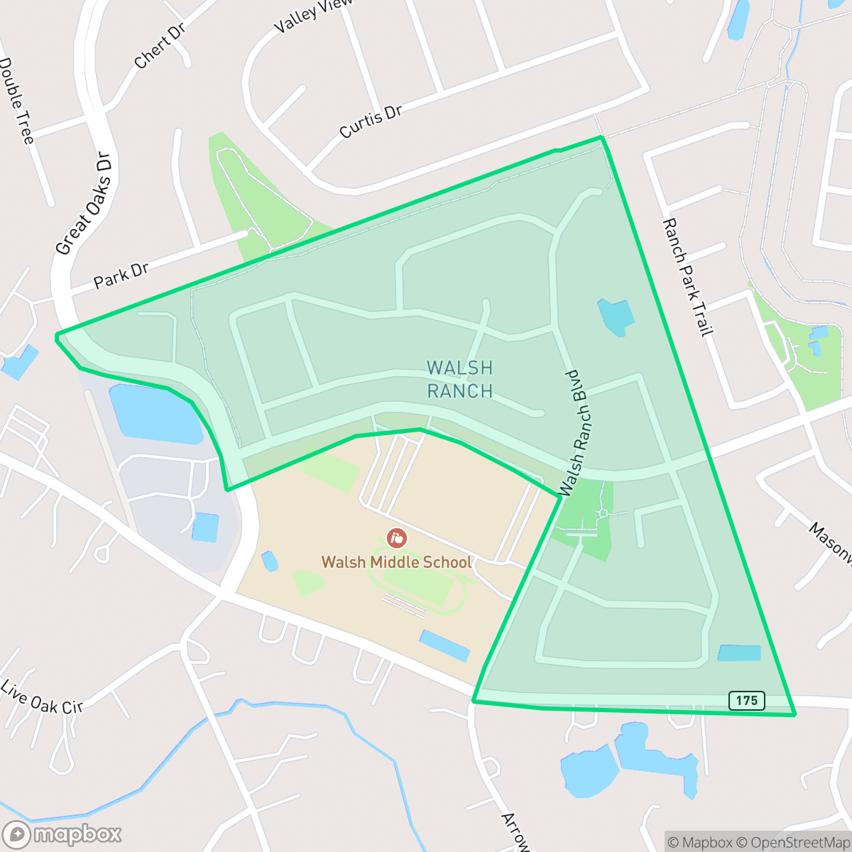 Map showing the location of Walsh Ranch, Brushy Creek, TX