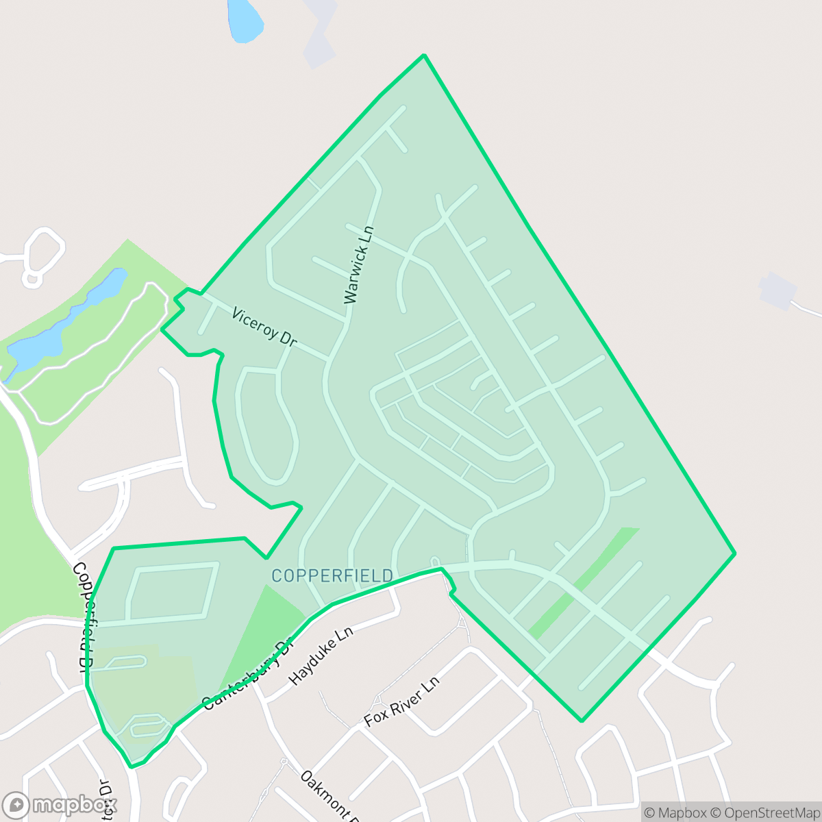 Map showing the location of Copperfield, Bryan, TX