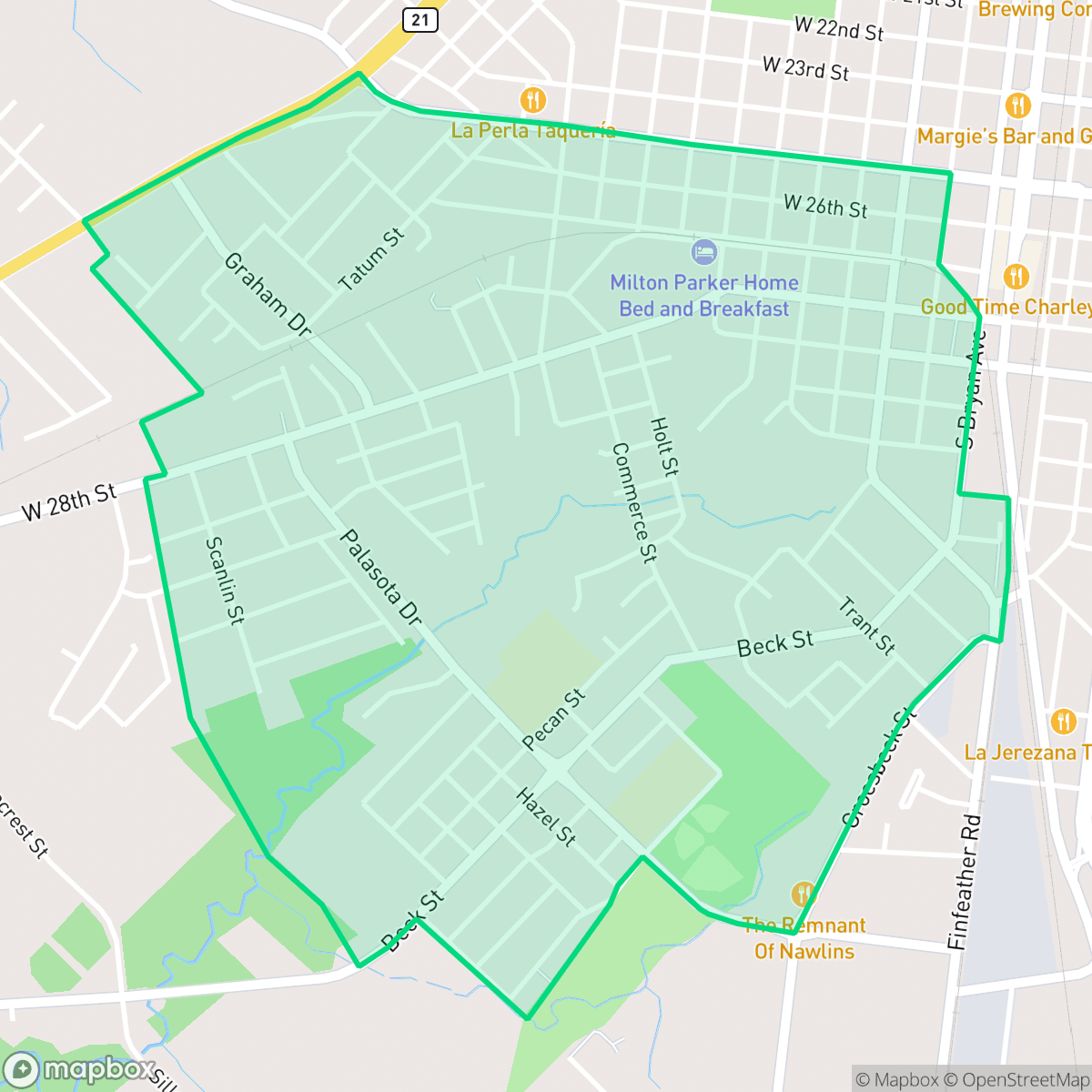 Map showing the location of Milam-Jones, Bryan, TX