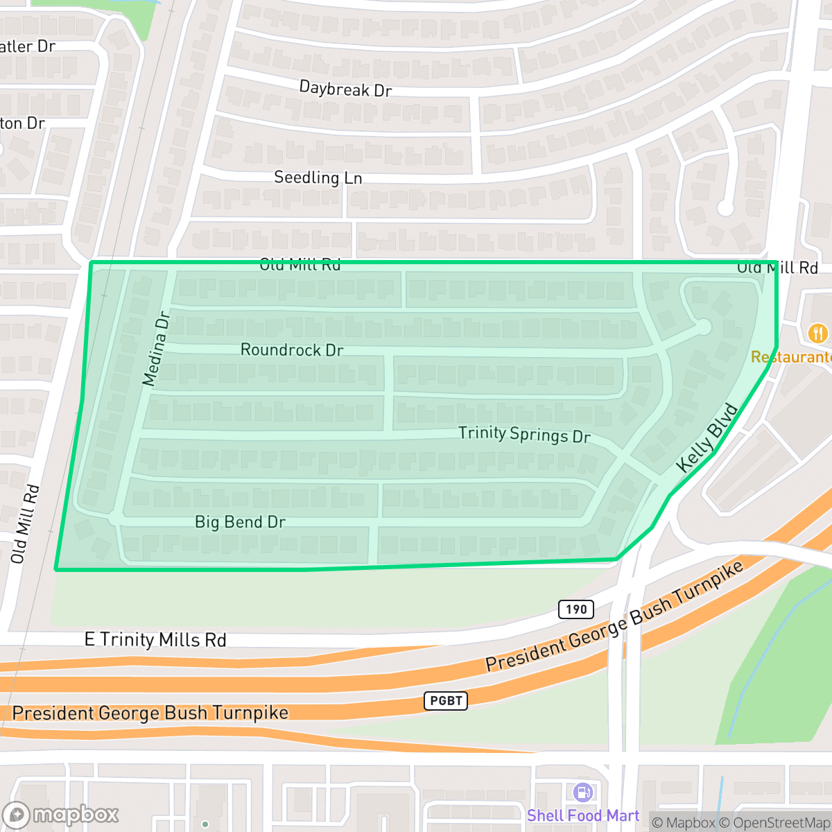 Map showing the location of Morningside, Carrollton, TX