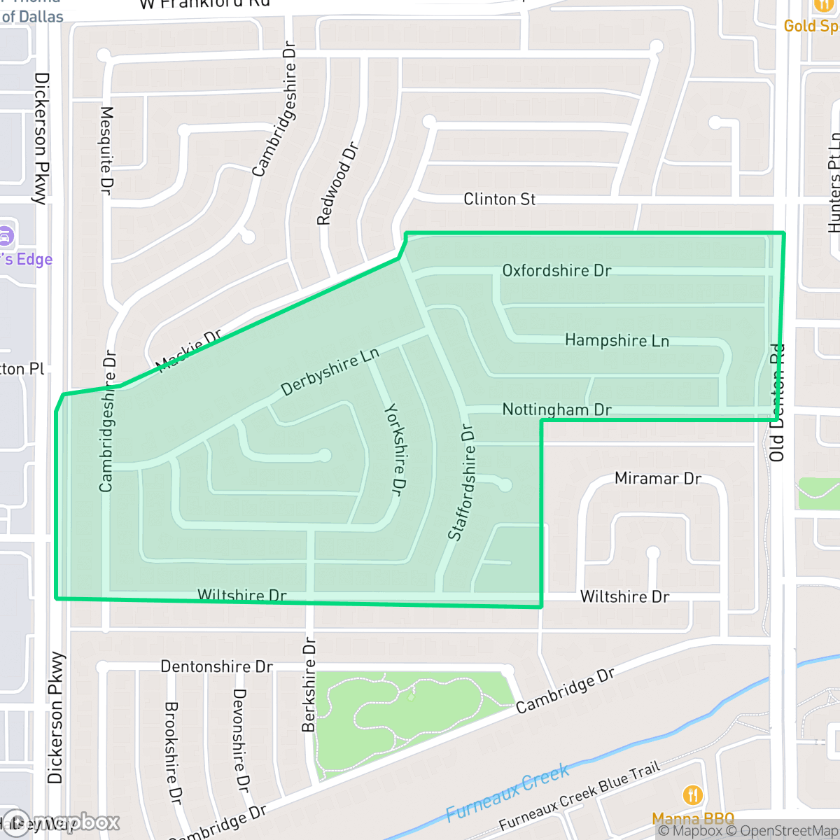 Map showing the location of Nottingham, Carrollton, TX