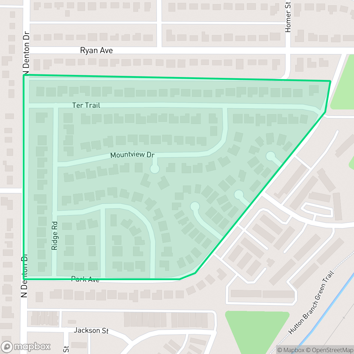 Map showing the location of Park Terrace, Carrollton, TX
