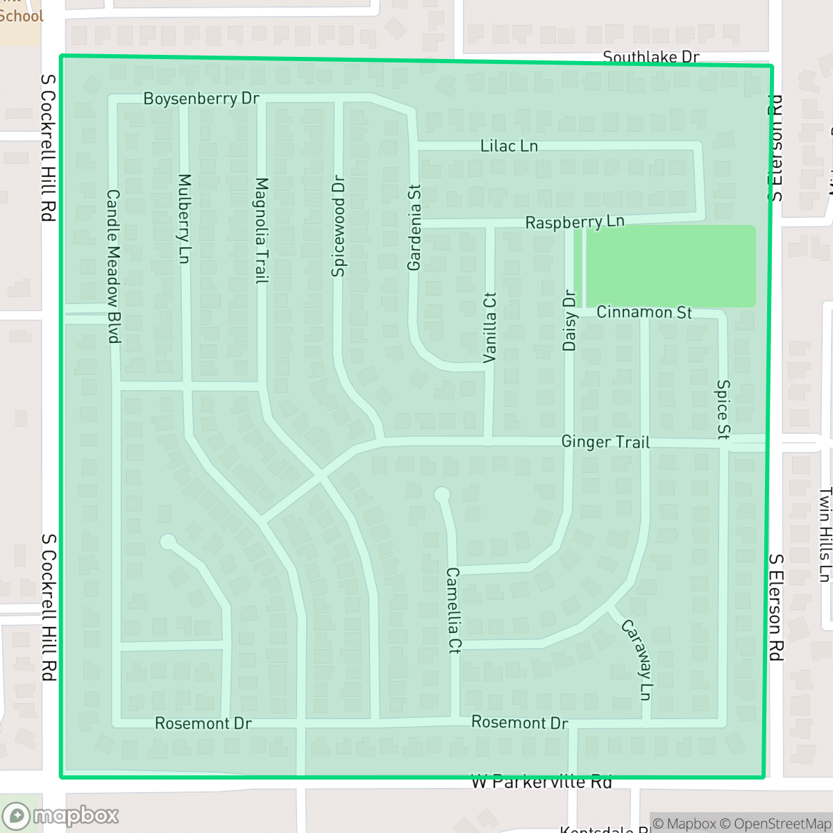 Map showing the location of Candel Meadow, DeSoto, TX
