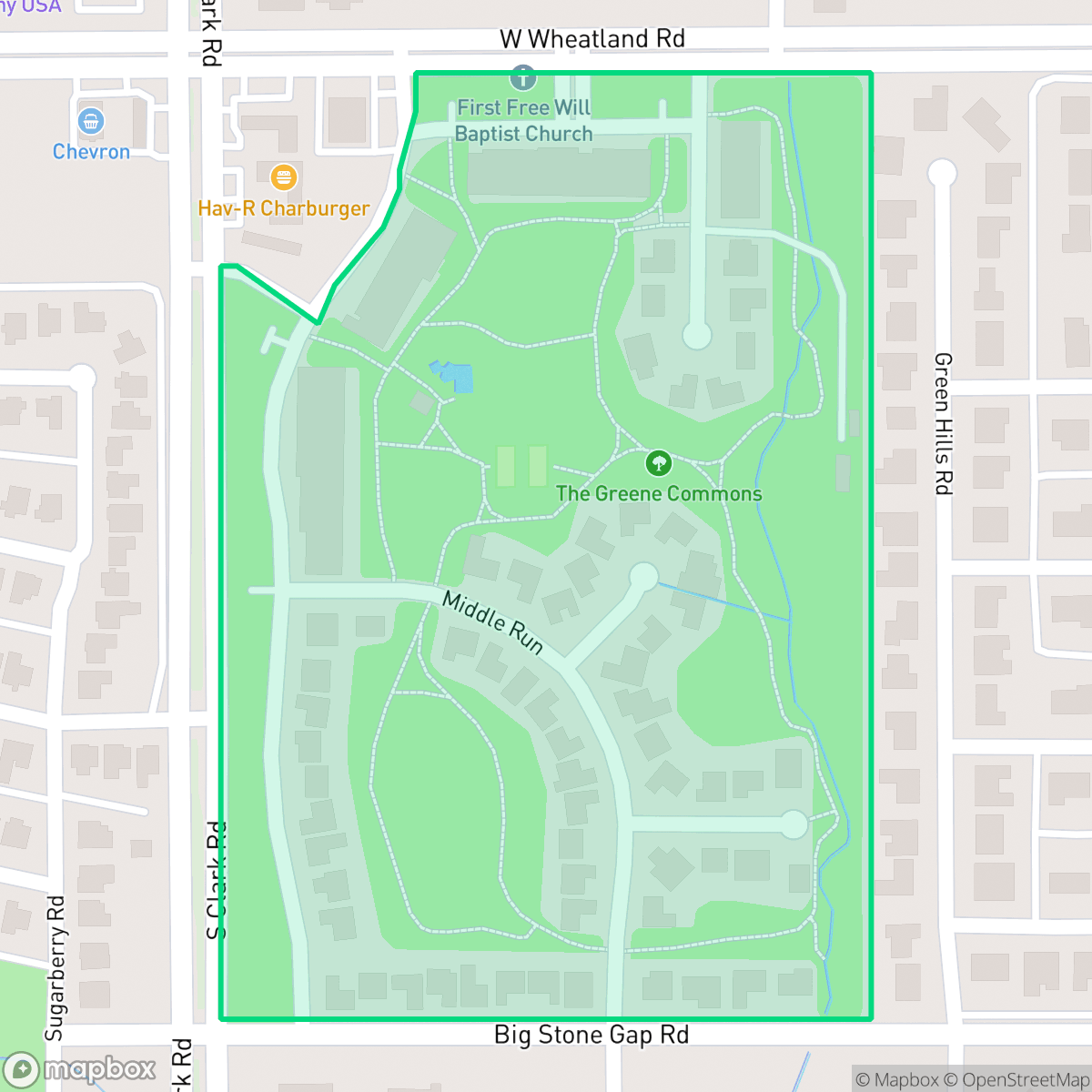 Map showing the location of The Greene, Duncanville, TX
