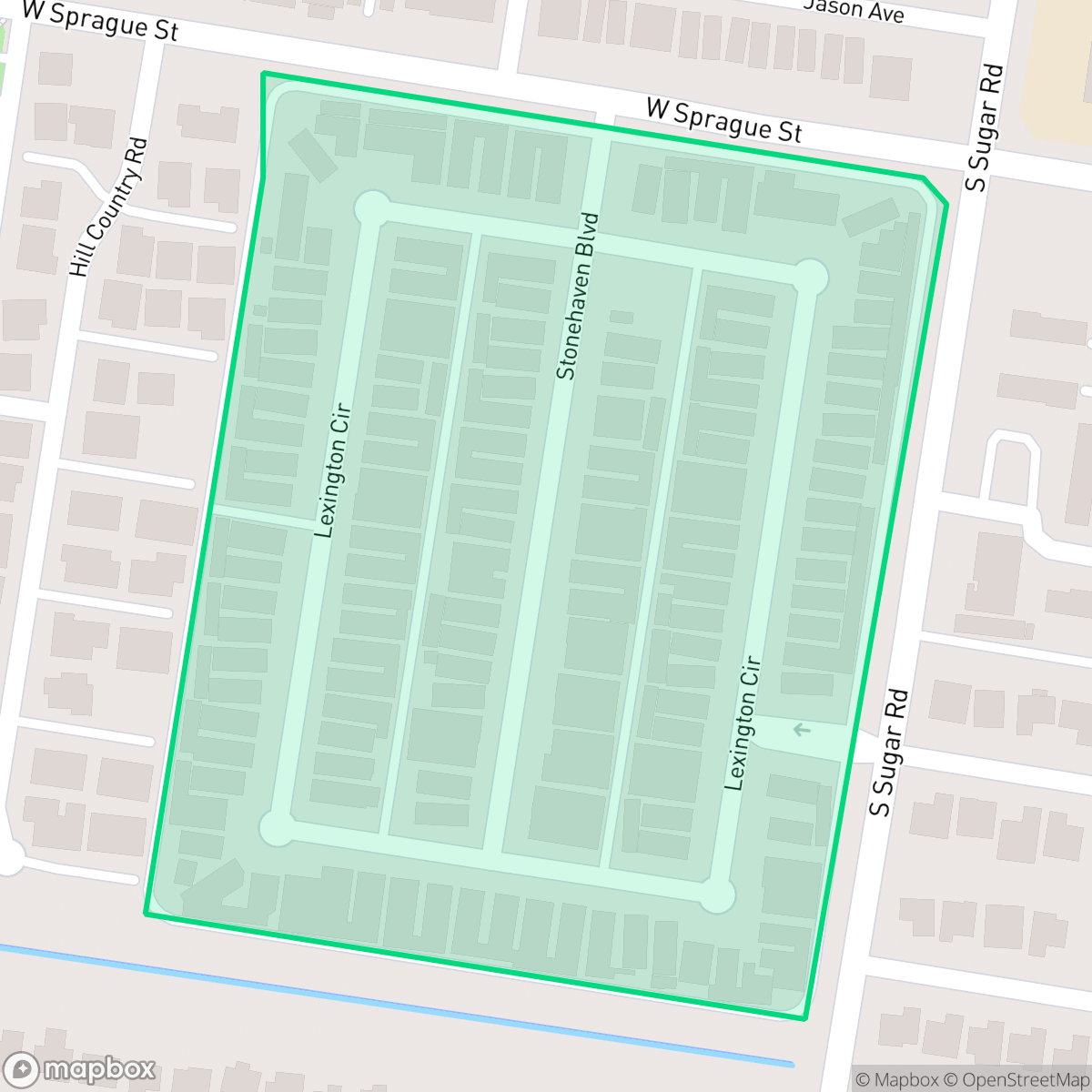 Map showing the location of Sugar Hill Estates, Edinburg, TX