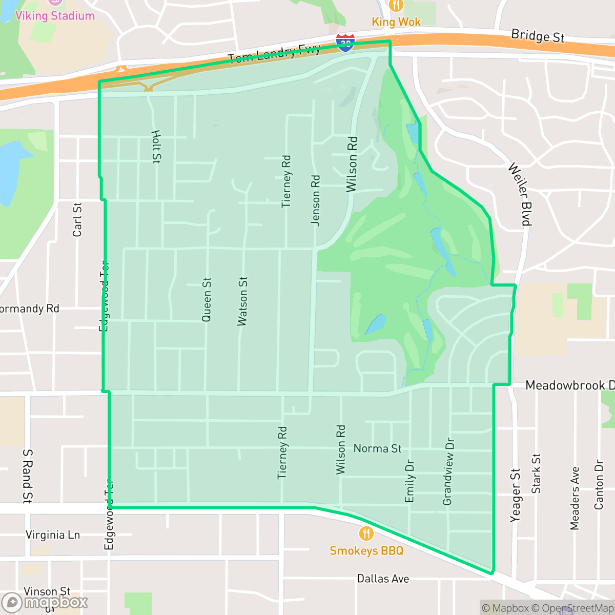 Map showing the location of Central Meadowbrook, Fort Worth, TX