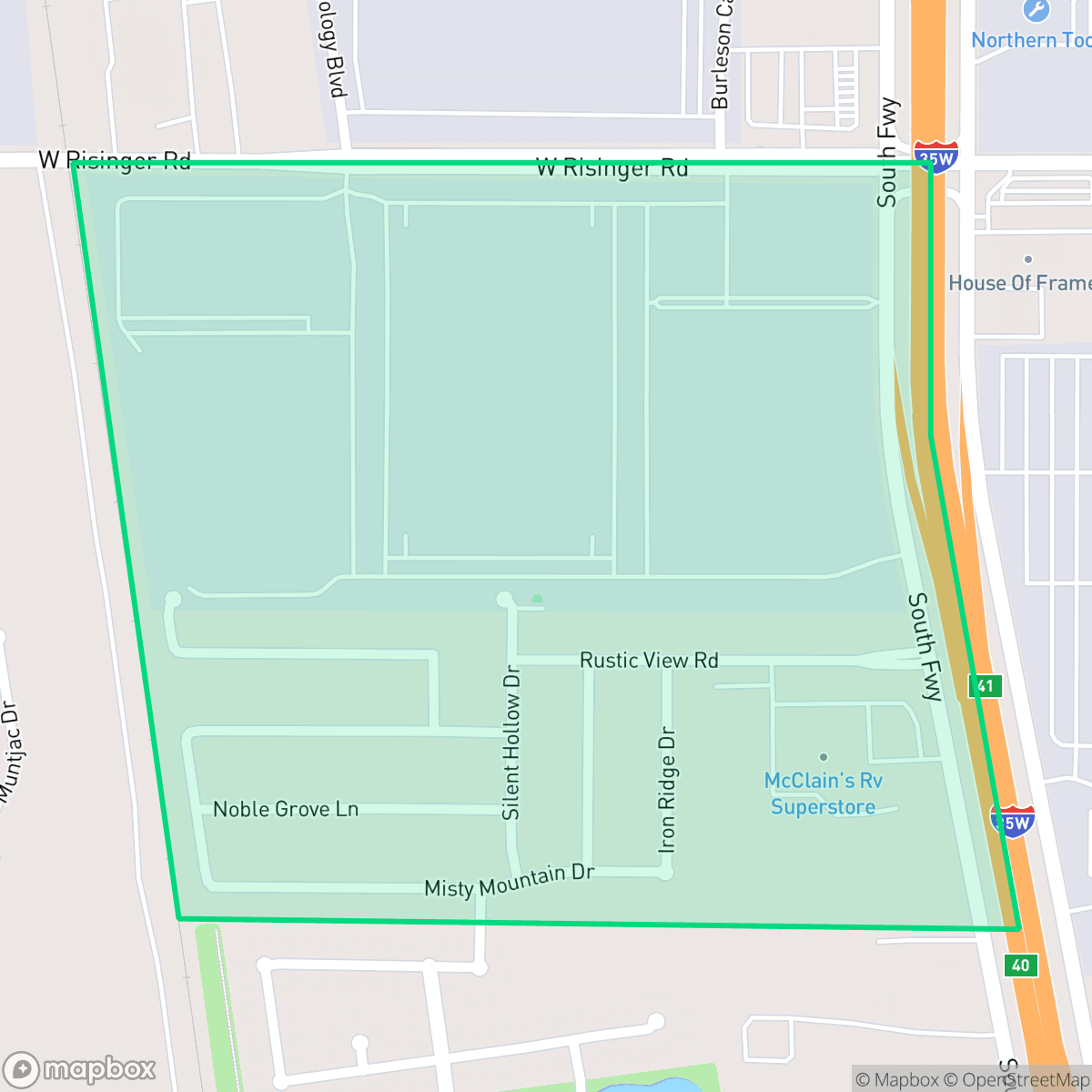 Map showing the location of Deer Creek North, Fort Worth, TX