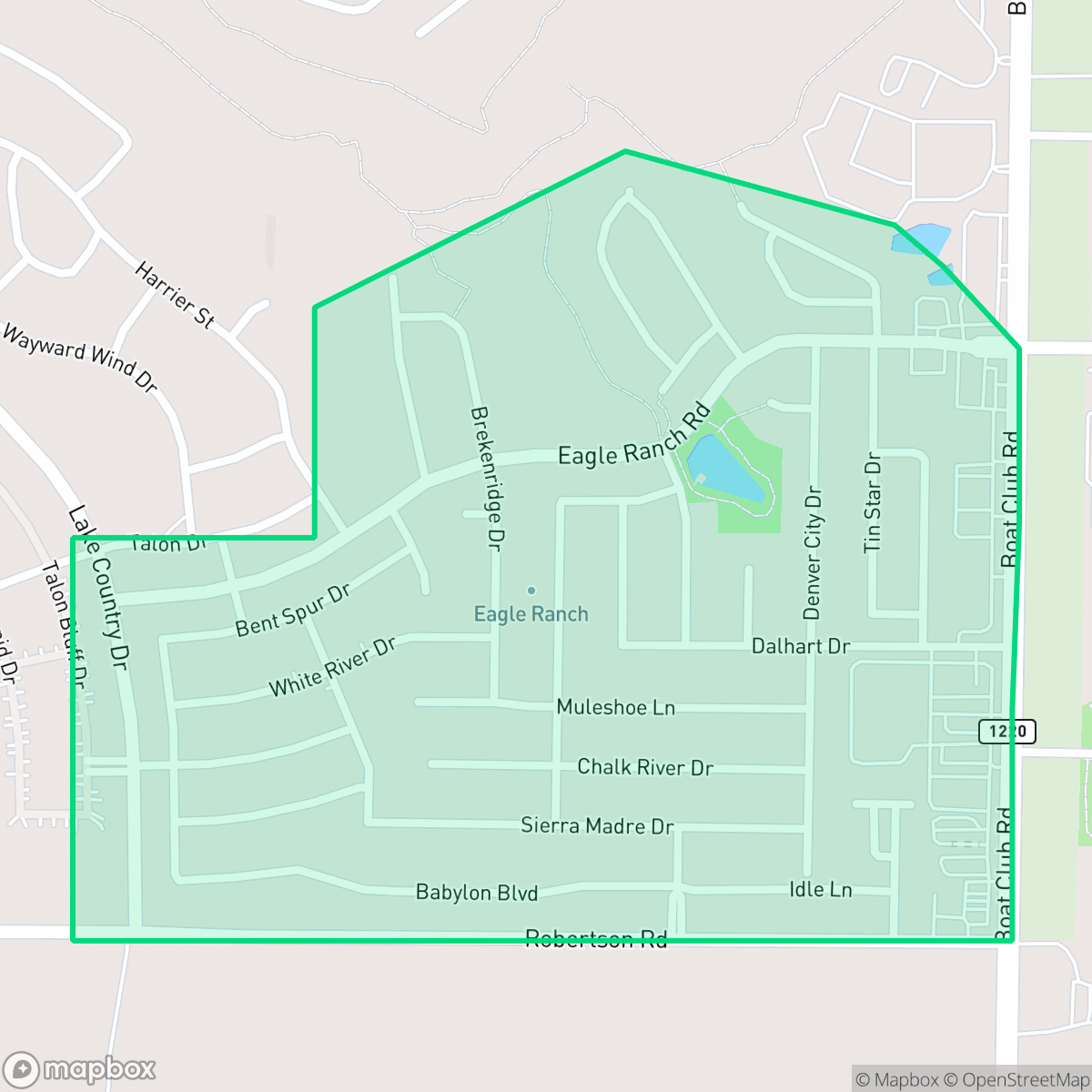 Map showing the location of Eagle Ranch, Fort Worth, TX