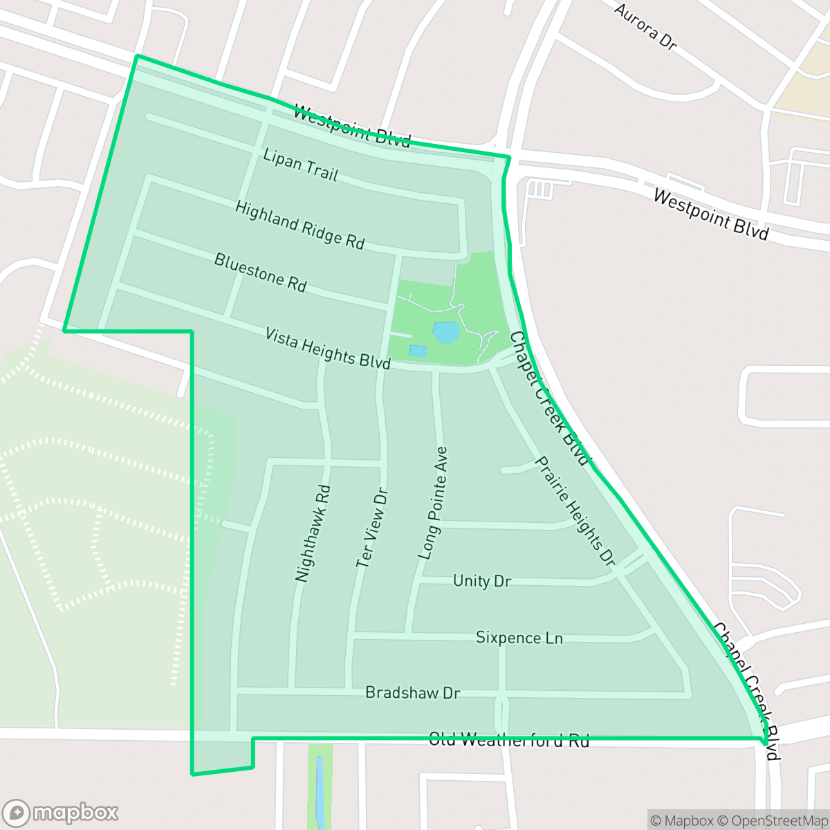 Map showing the location of FW Vista West, Fort Worth, TX