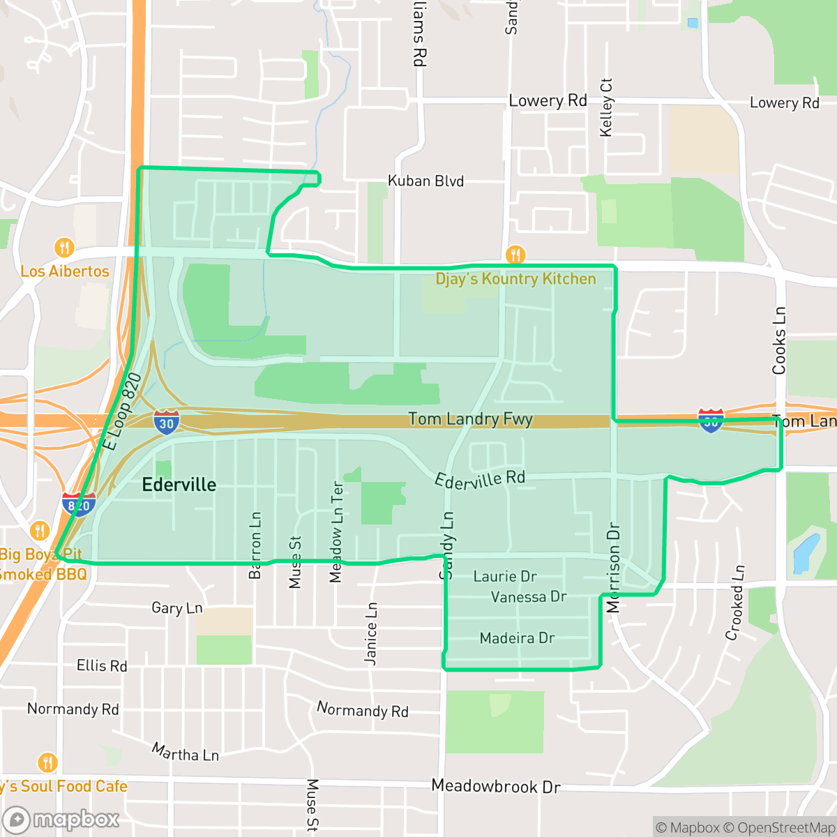 Map showing the location of Harmony, Fort Worth, TX