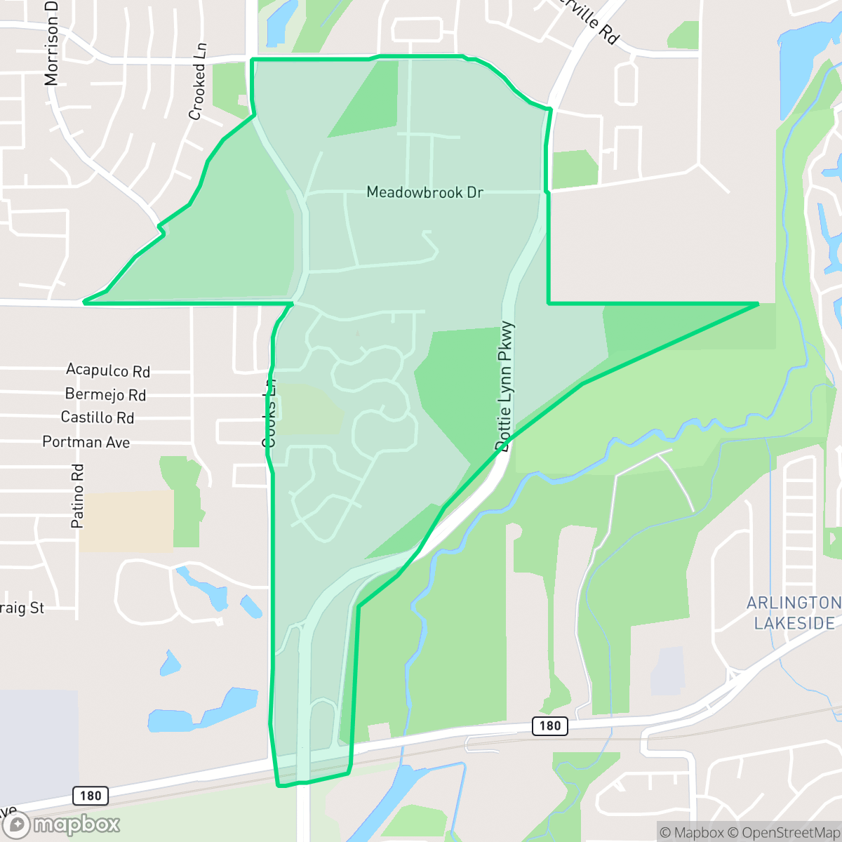 Map showing the location of Hollow Hills, Fort Worth, TX
