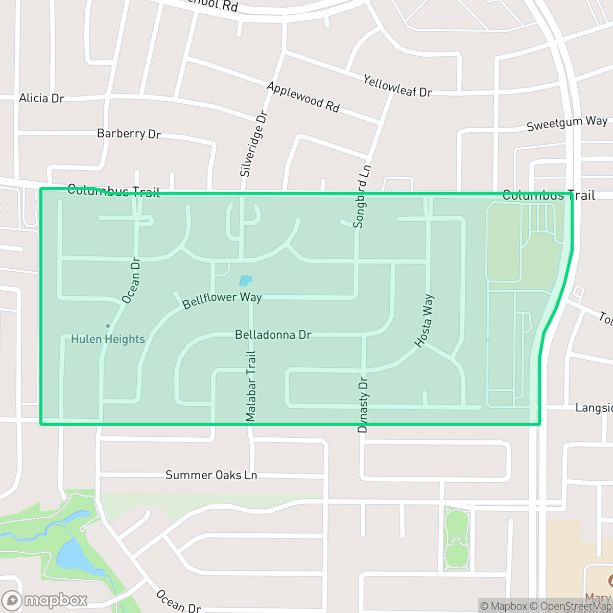 Map showing the location of Hulen Heights, Fort Worth, TX