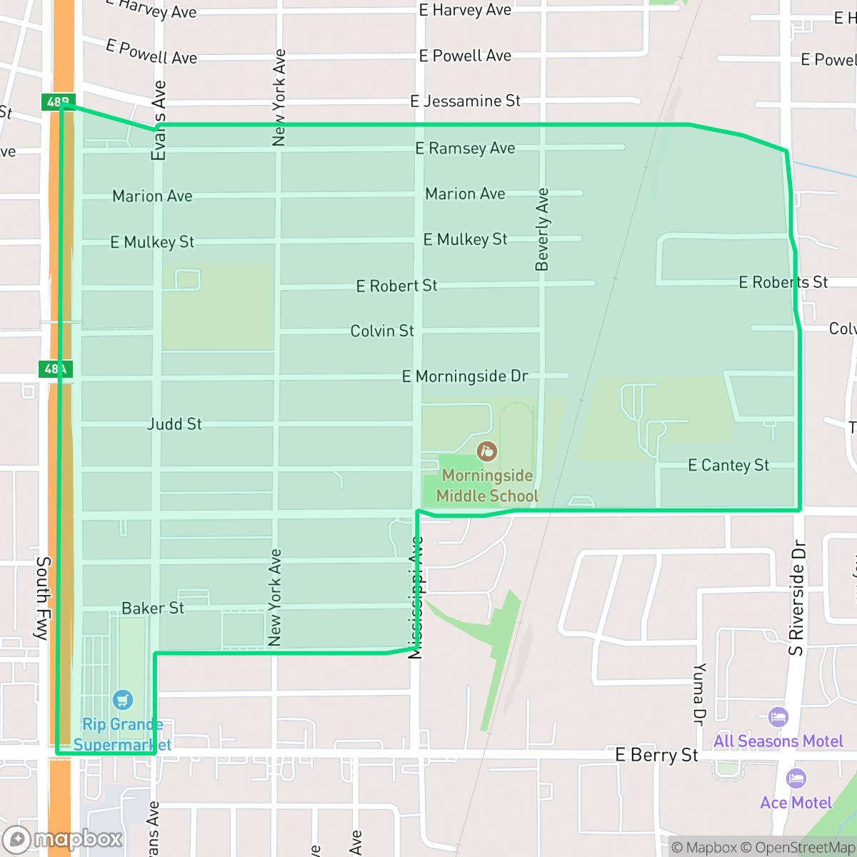 Map showing the location of Morningside, Fort Worth, TX