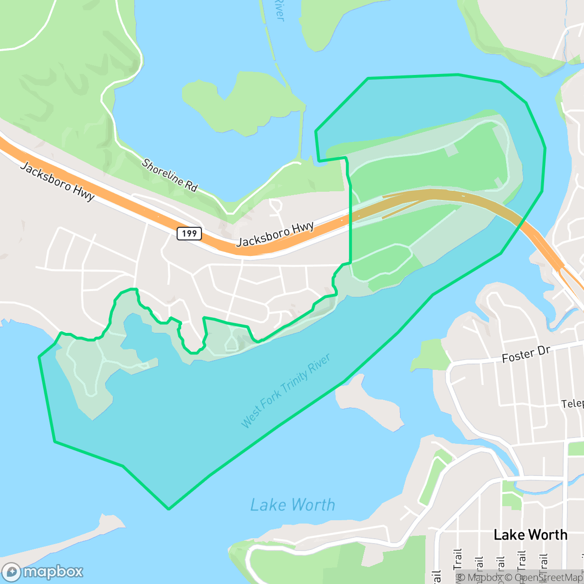 Map showing the location of Scenic Shores, Fort Worth, TX