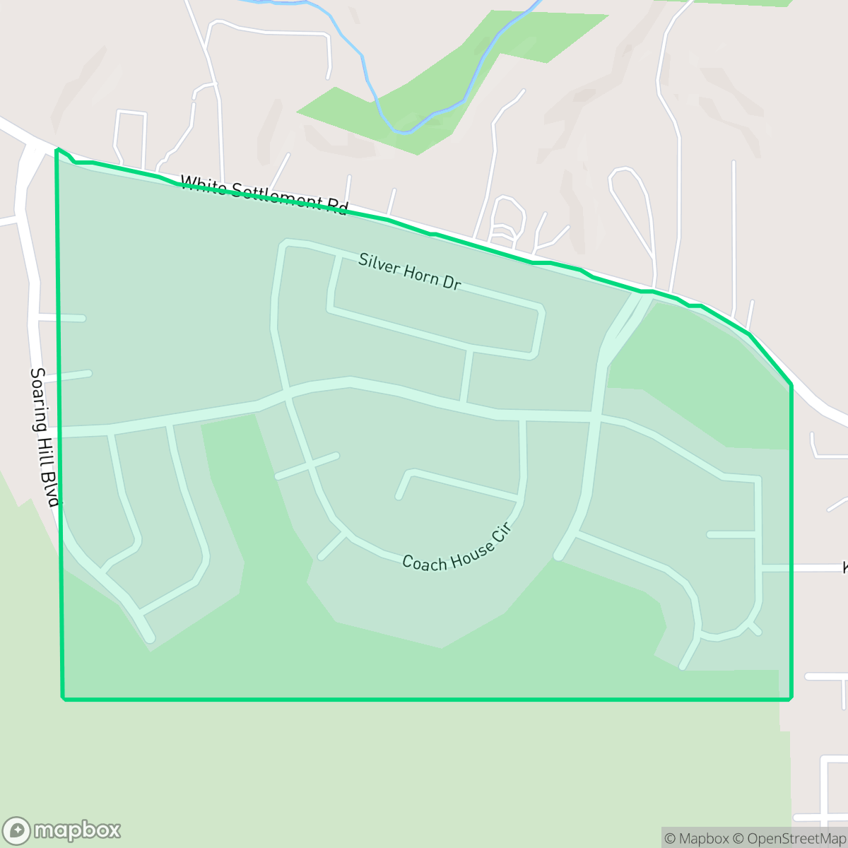Map showing the location of Silver Ridge, Fort Worth, TX