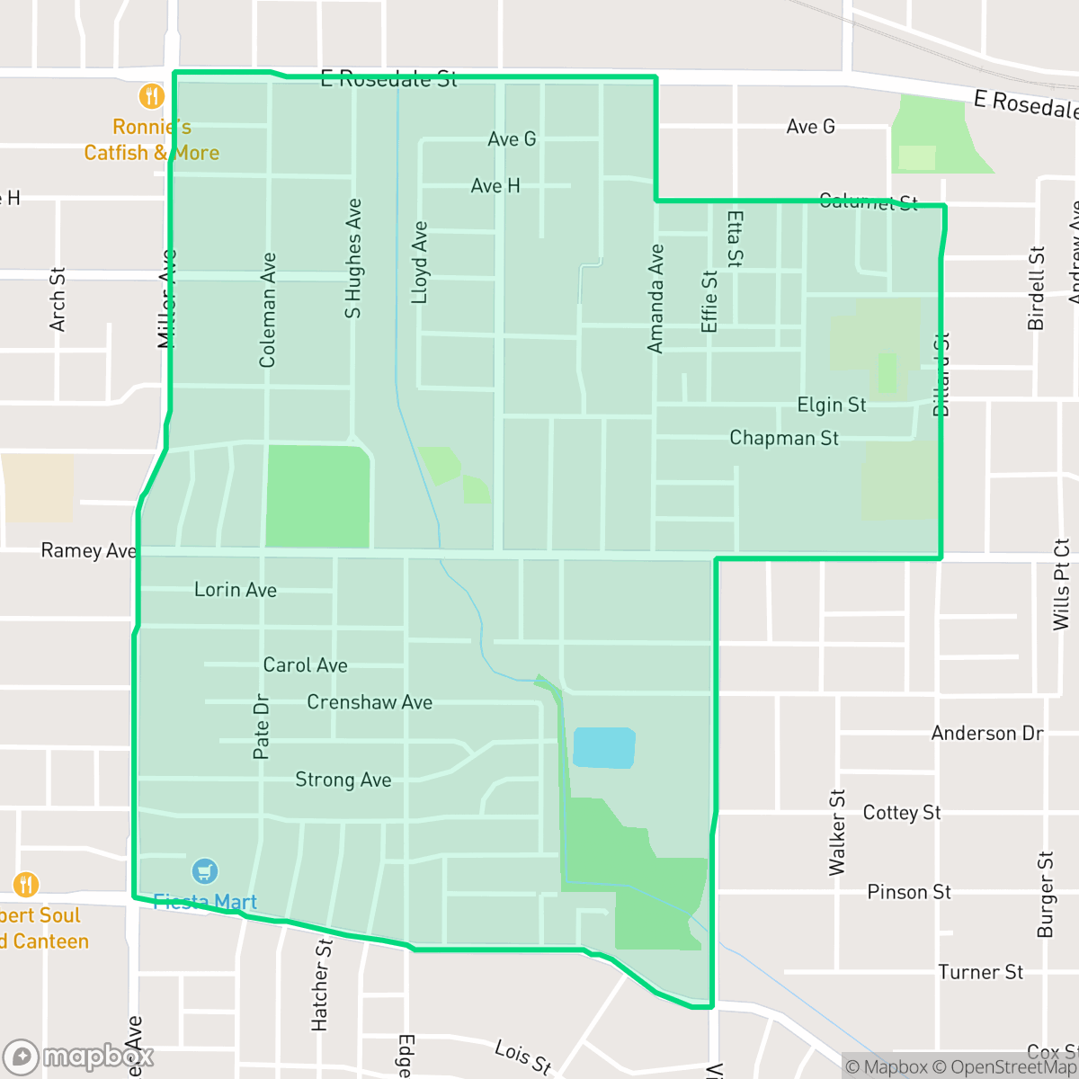 Map showing the location of Stop Six, Fort Worth, TX