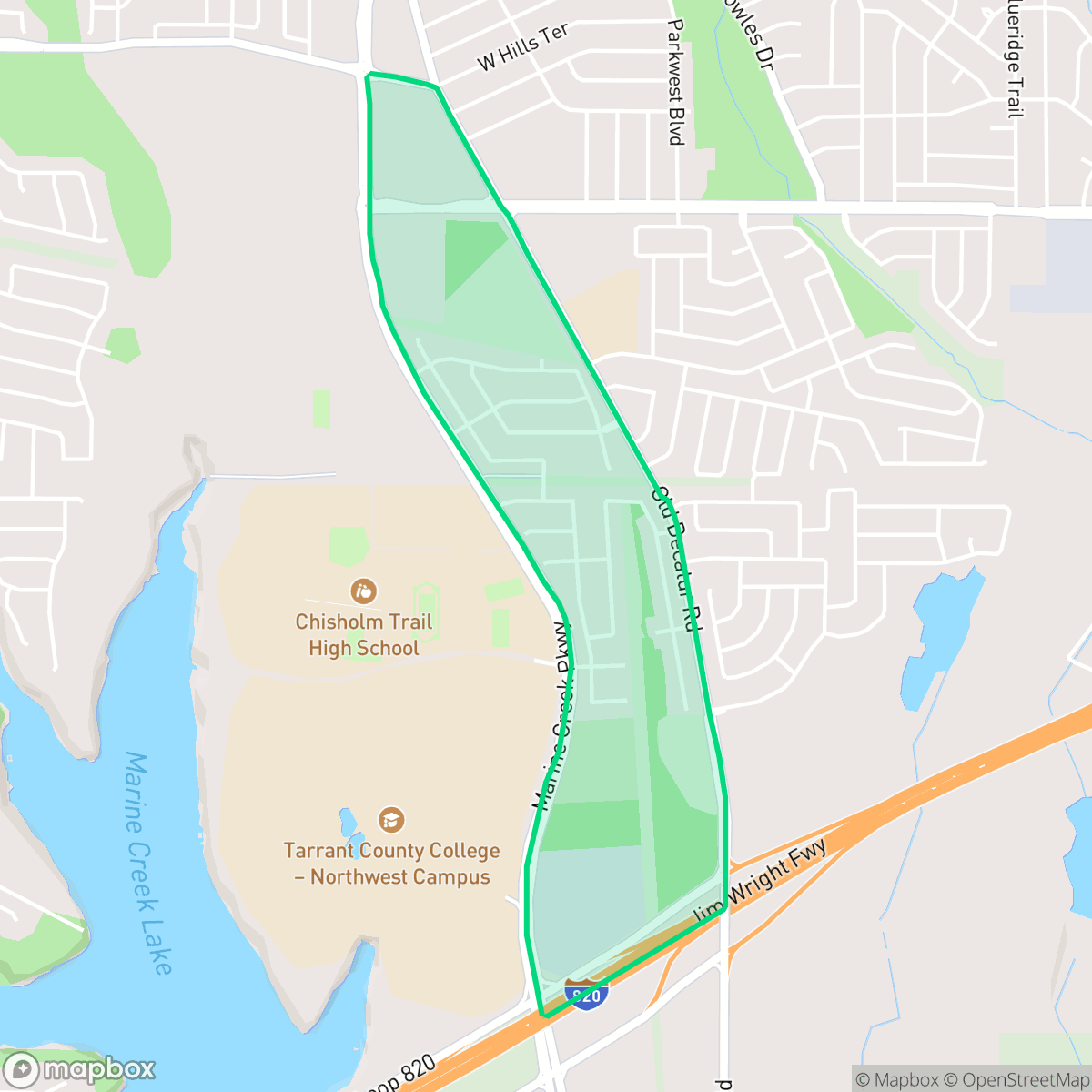 Map showing the location of Terrace Landing, Fort Worth, TX