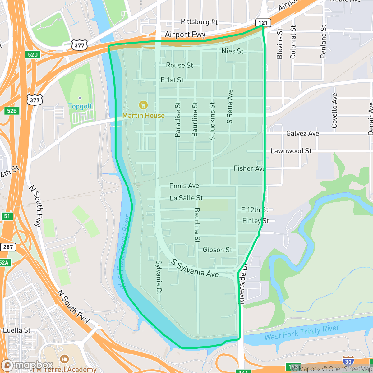 Map showing the location of United Riverside, Fort Worth, TX