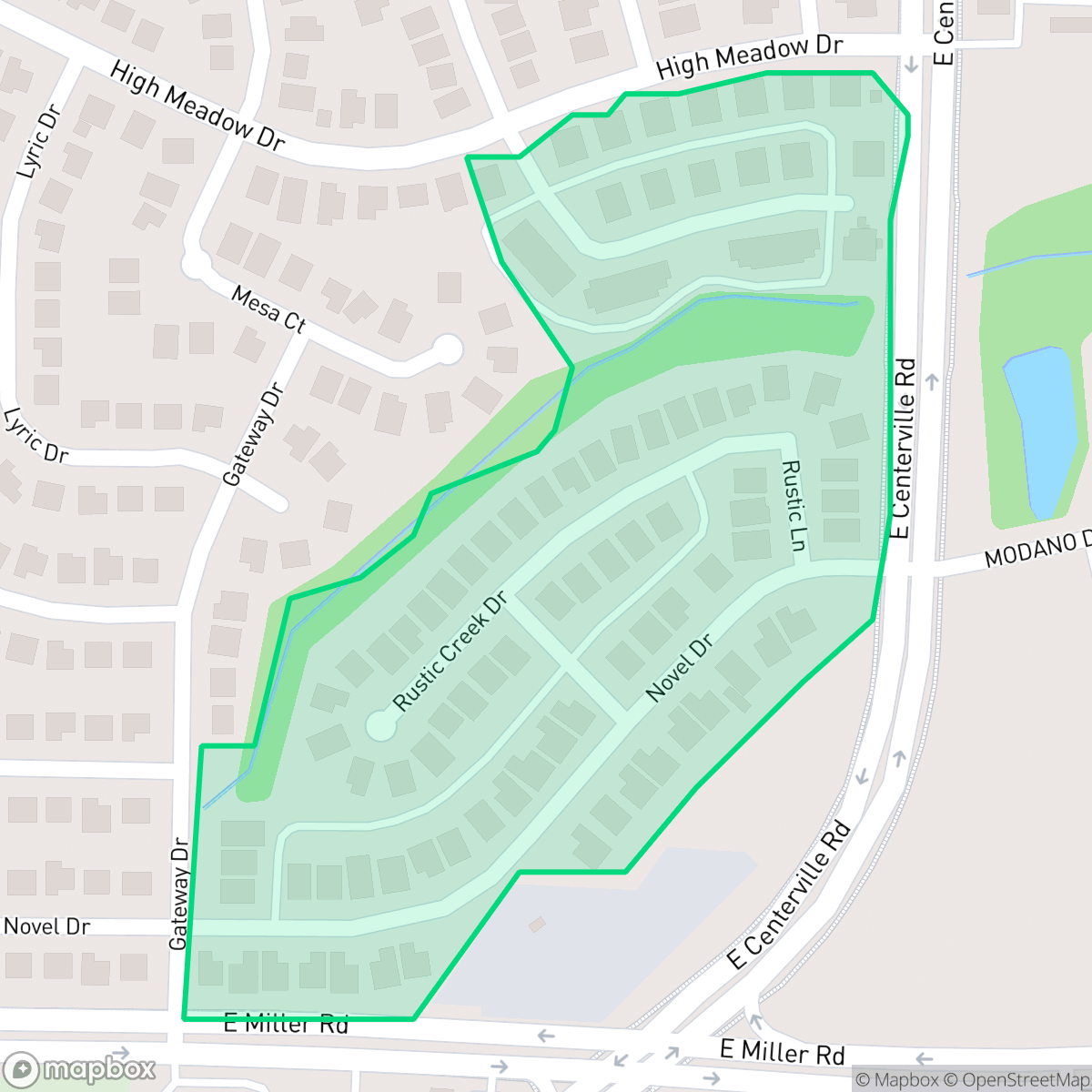 Map showing the location of Creekside, Garland, TX