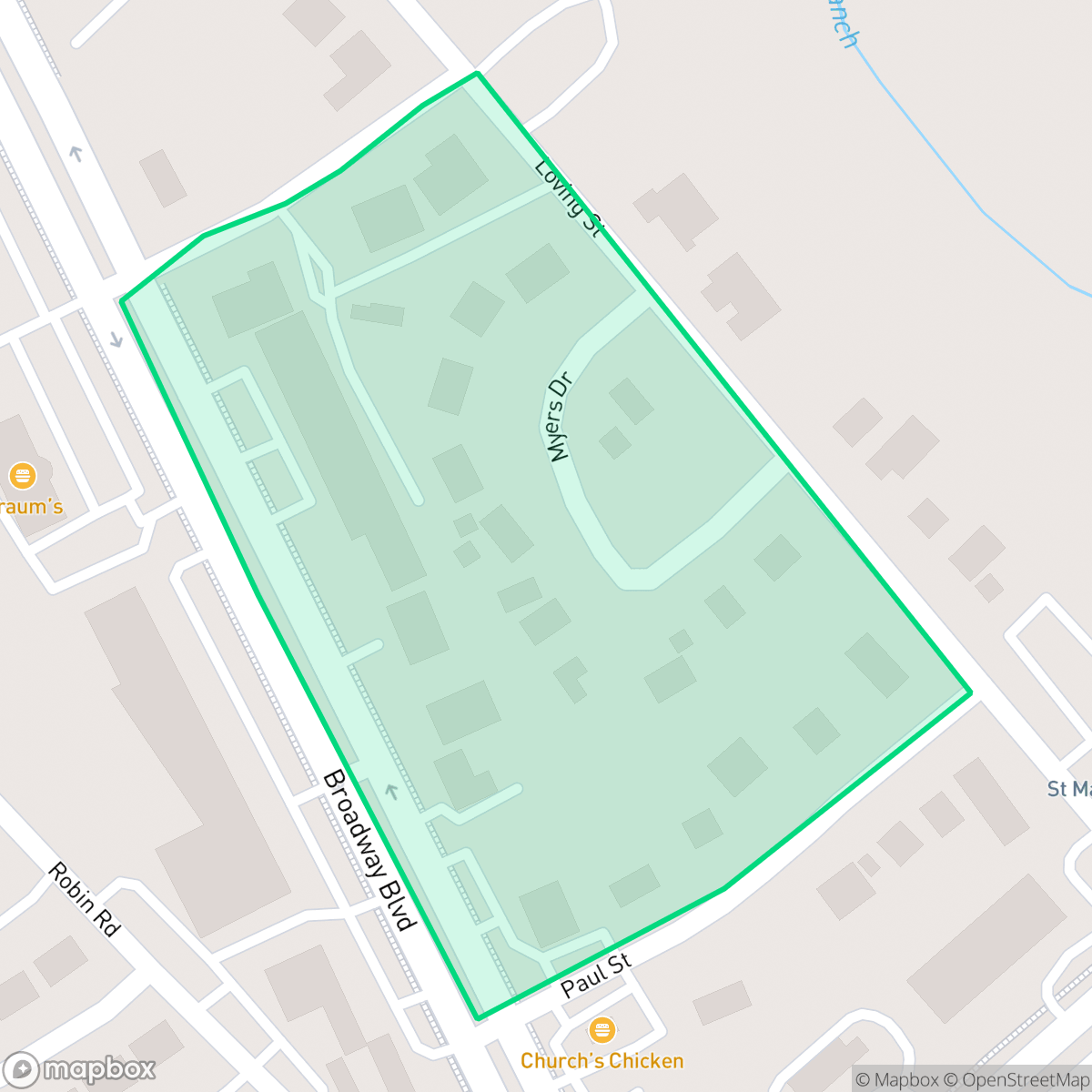 Map showing the location of RedBud, Garland, TX