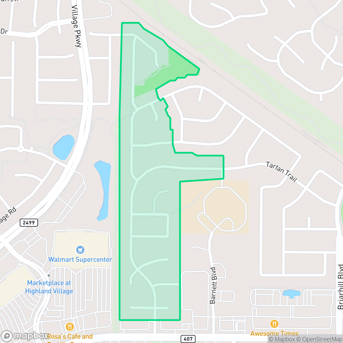 Map showing the location of Briarhill III, Highland Village, TX