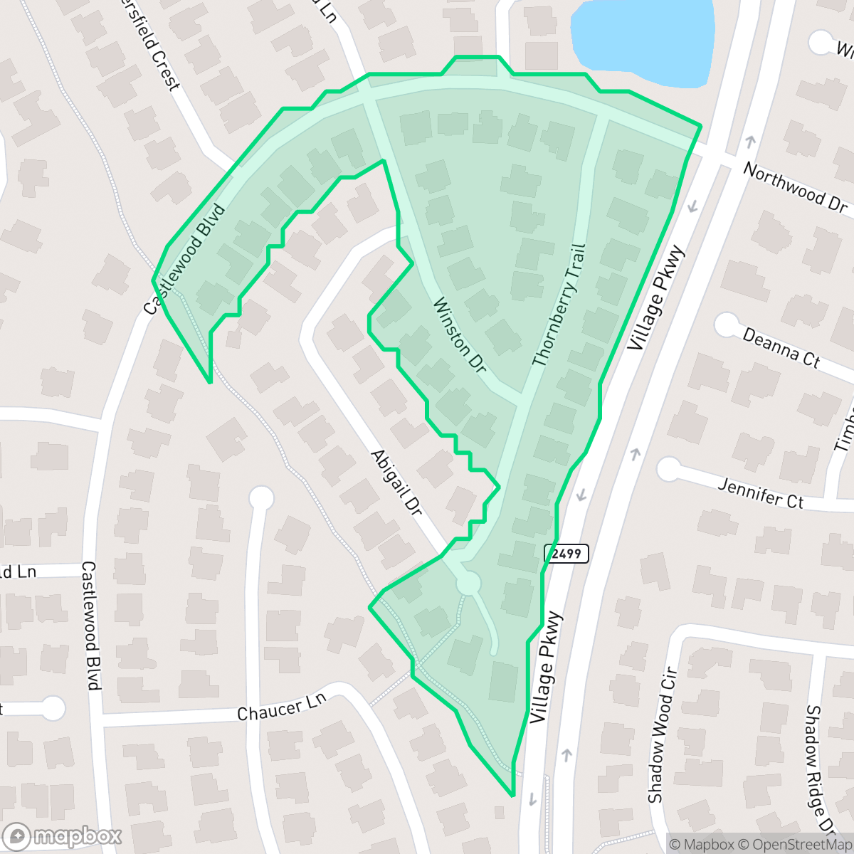Map showing the location of Castlewood Section III-II-A, Highland Village, TX