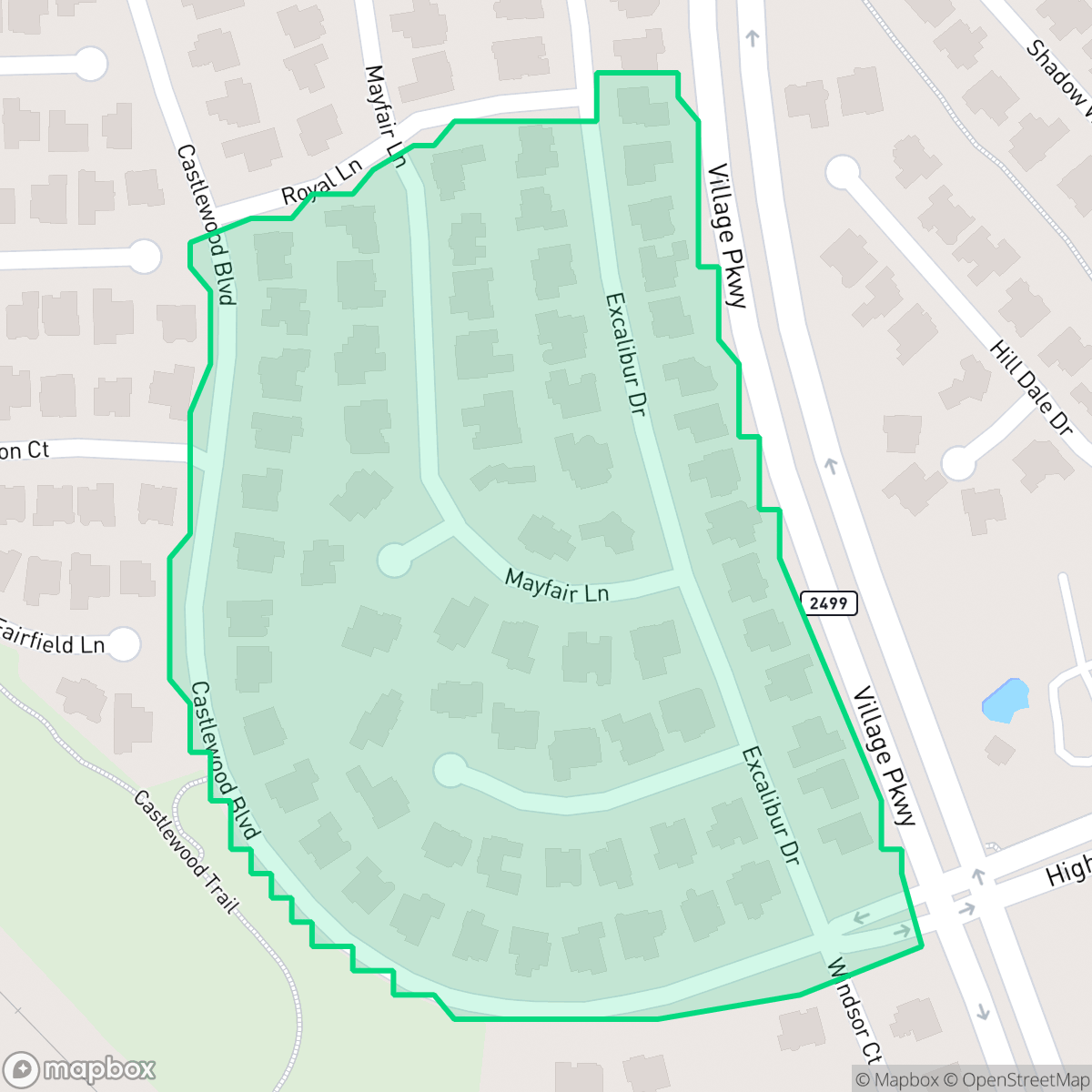 Map showing the location of Castlewood Section One, Highland Village, TX
