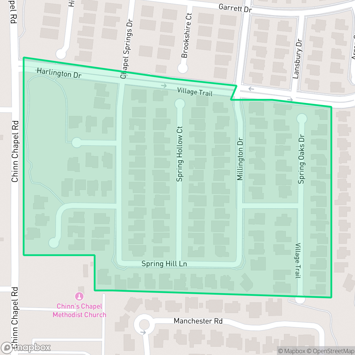 Map showing the location of Chapel Springs Estates, Highland Village, TX