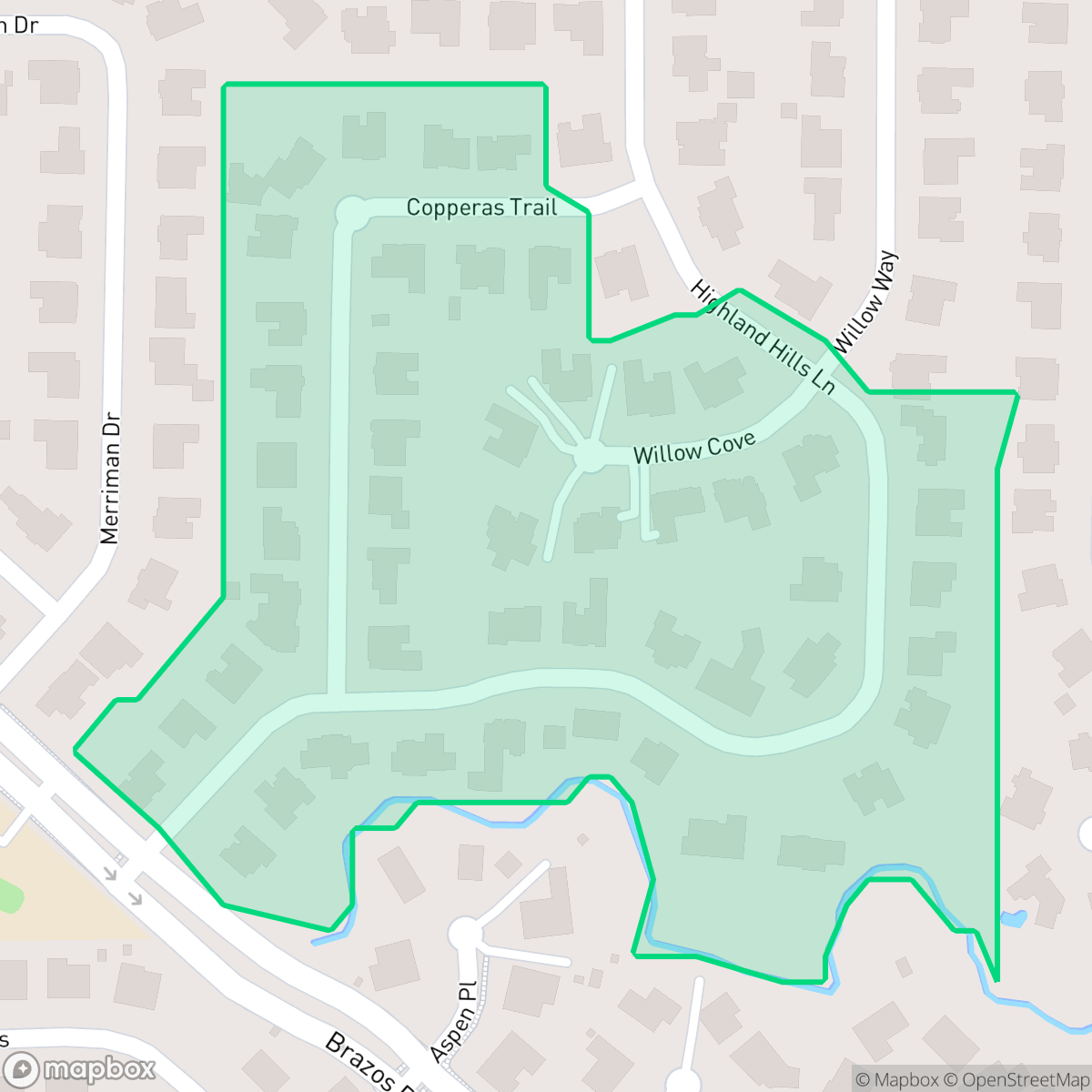 Map showing the location of Highland Hills V, Highland Village, TX