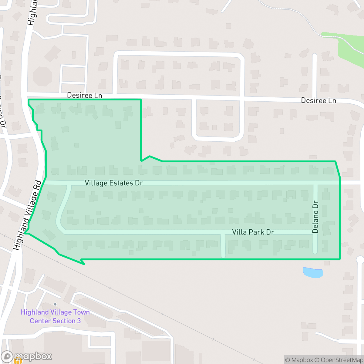 Map showing the location of Village Estates I, Highland Village, TX