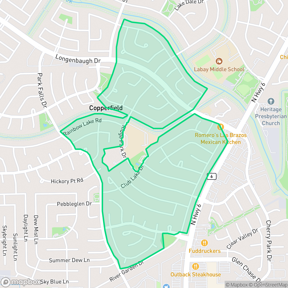 Map showing the location of Copperfield Southdown Village, Houston, TX