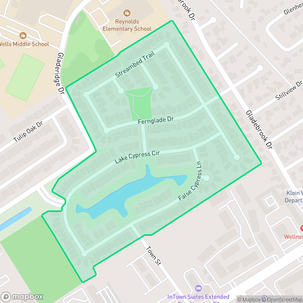 Map showing the location of Cypress Creek Crossing, Houston, TX