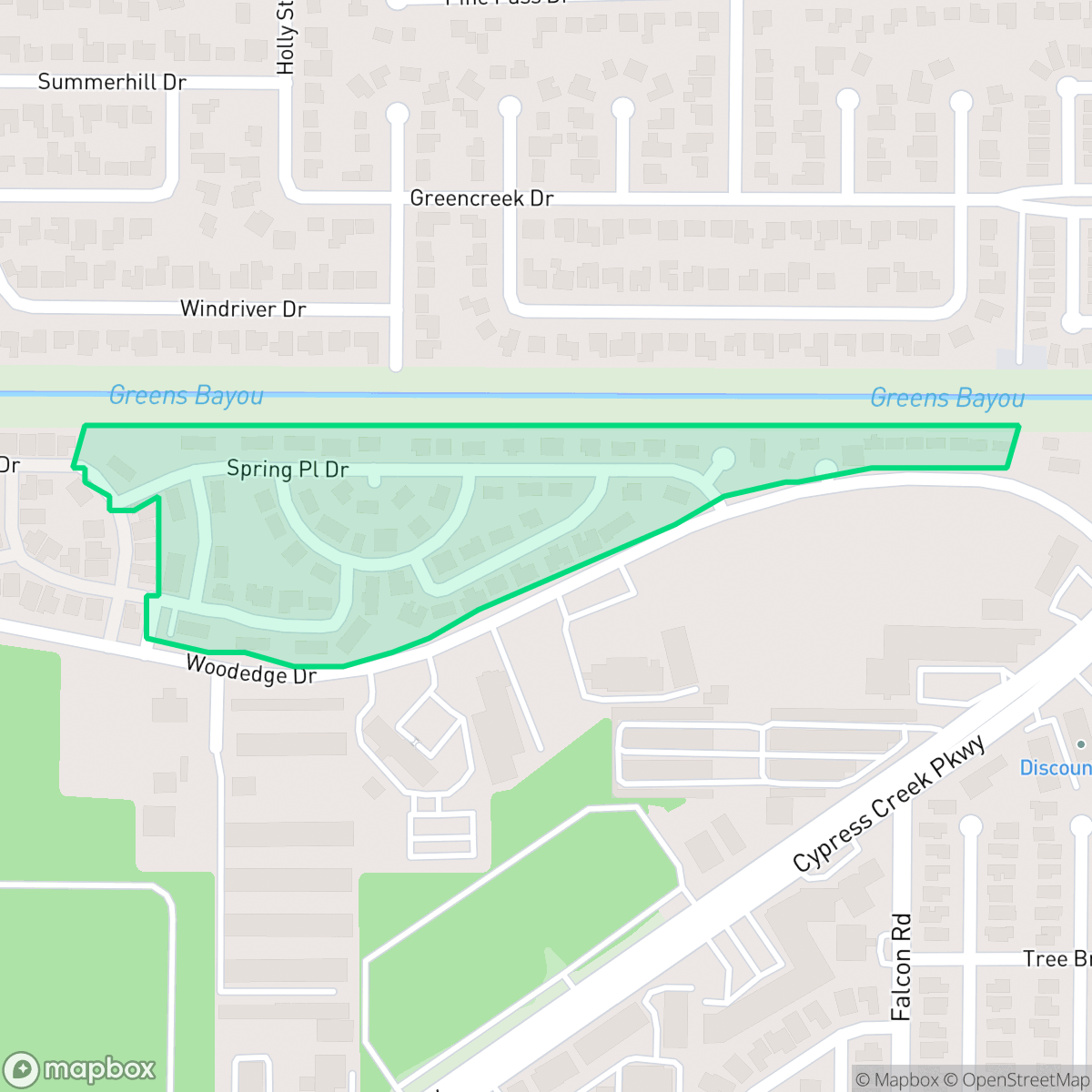 Map showing the location of Cypress Glen, Houston, TX