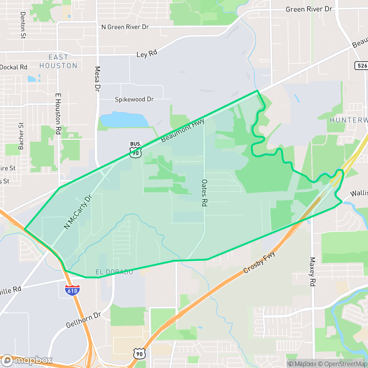 Map showing the location of El Dorado - Oates Prairie, Houston, TX
