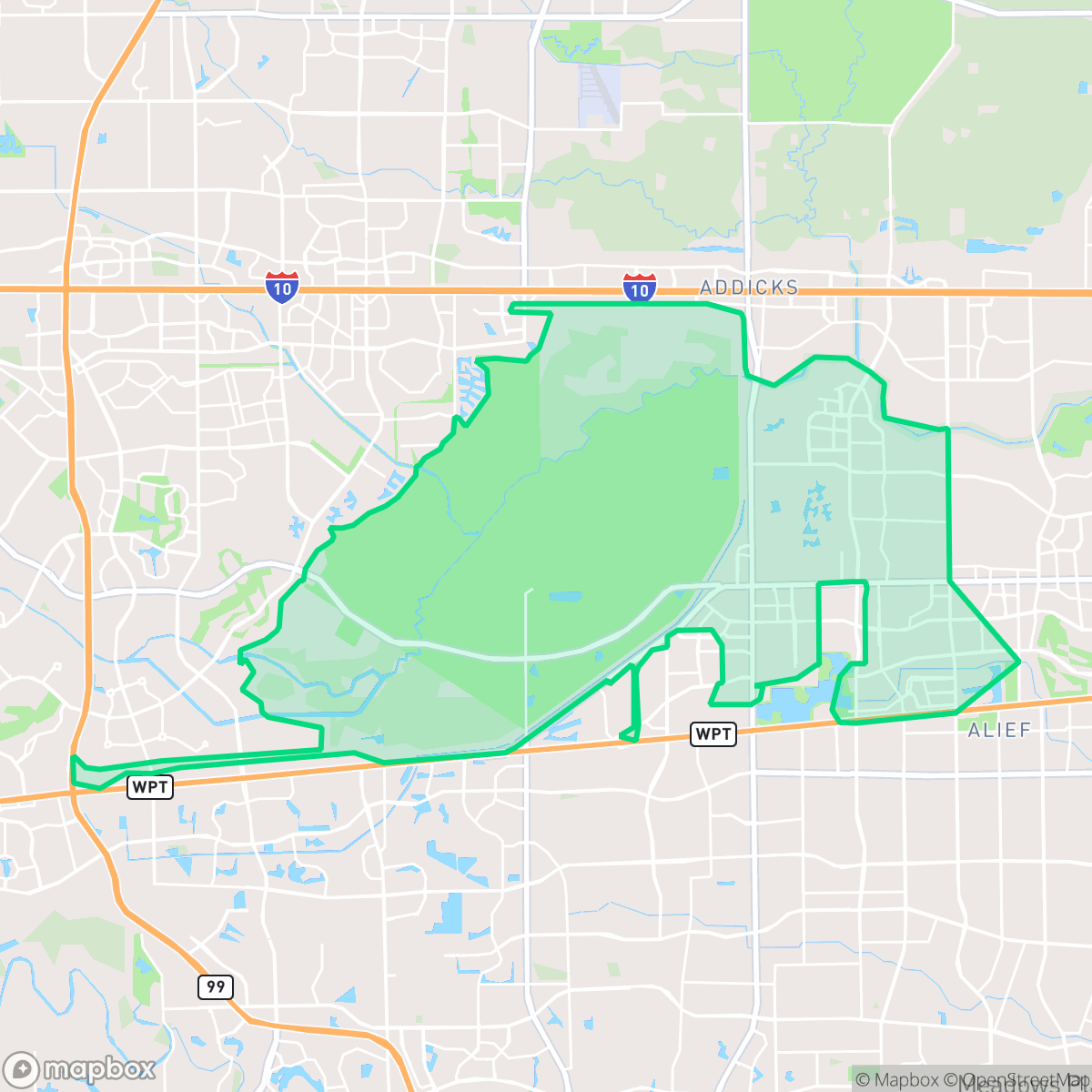 Map showing the location of Eldridge - West Oaks, Houston, TX