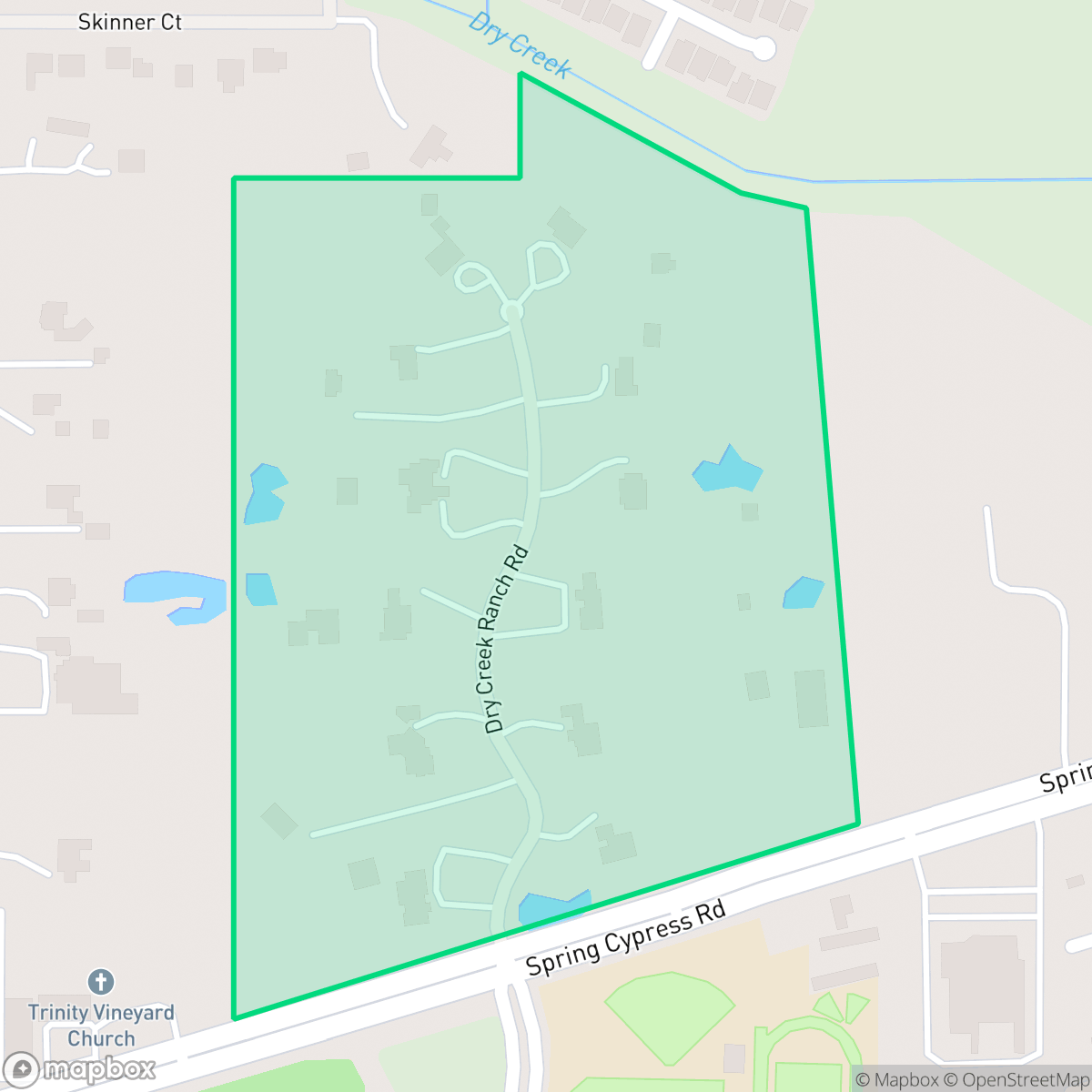 Map showing the location of Estates of Dry Creek, Houston, TX