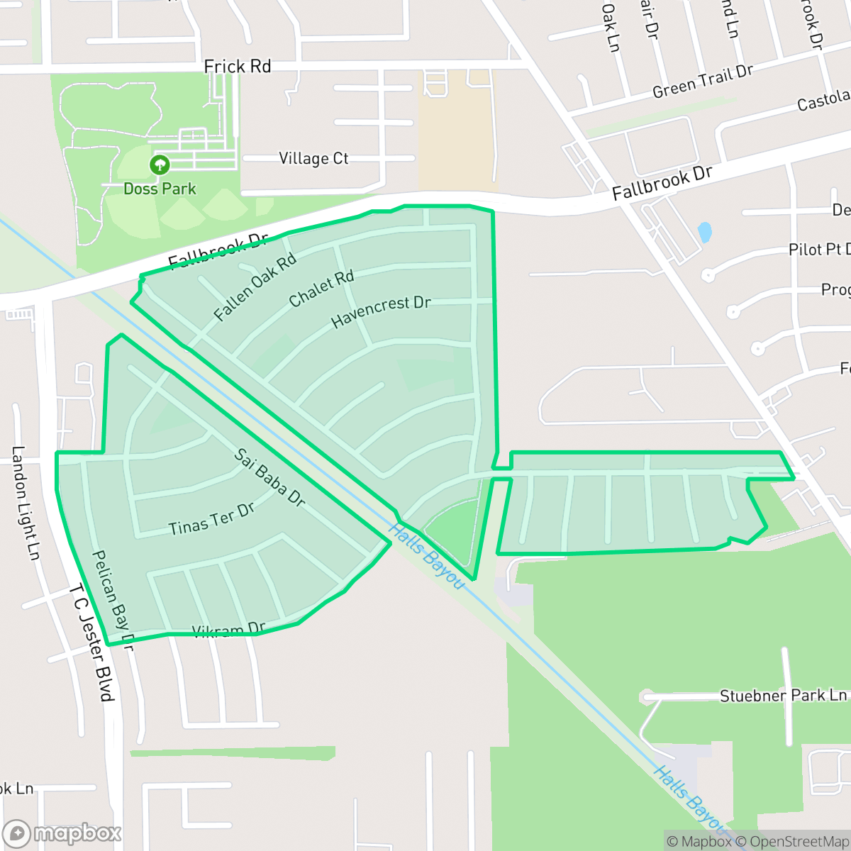 Map showing the location of Forestwood, Houston, TX