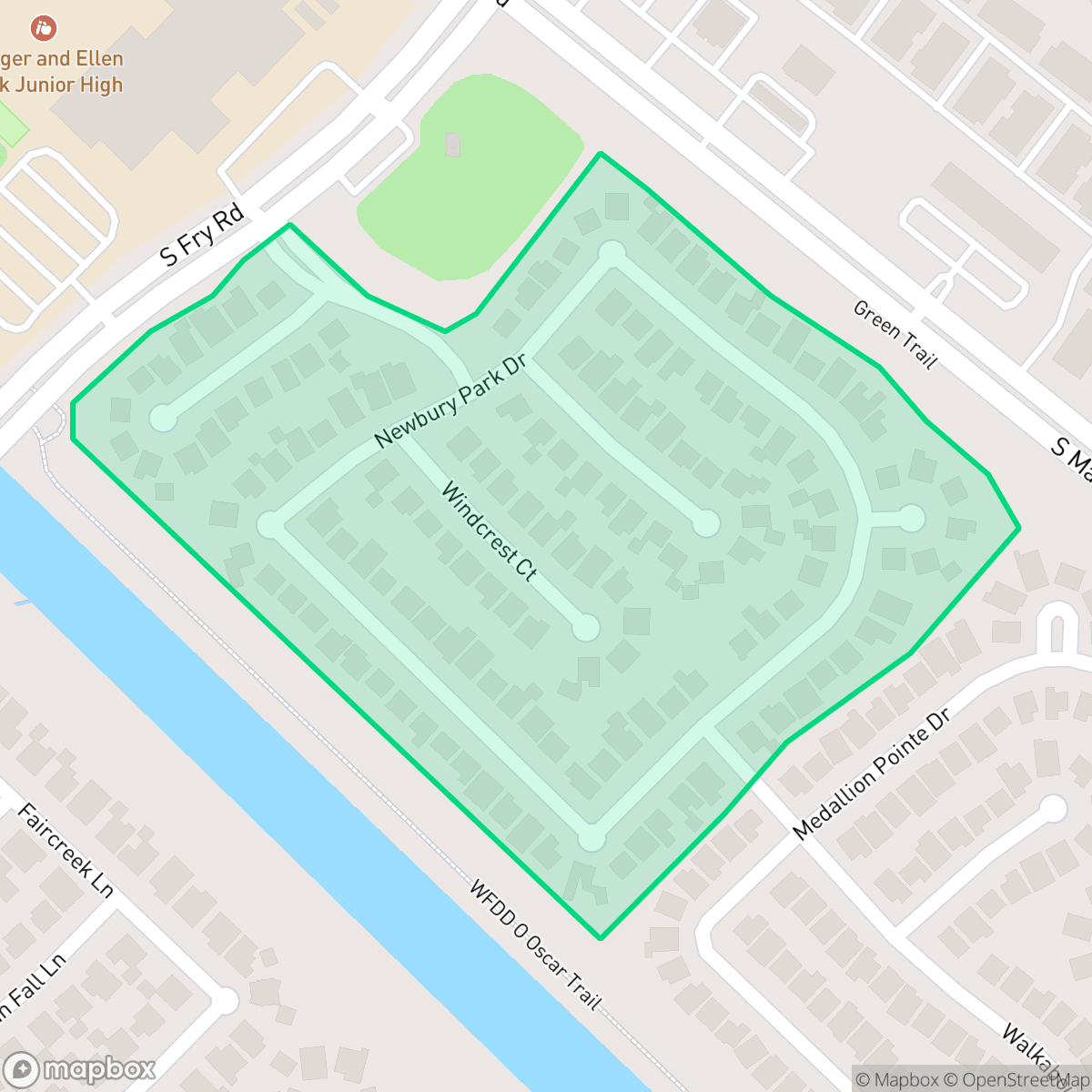 Map showing the location of Meadow Glen, Houston, TX