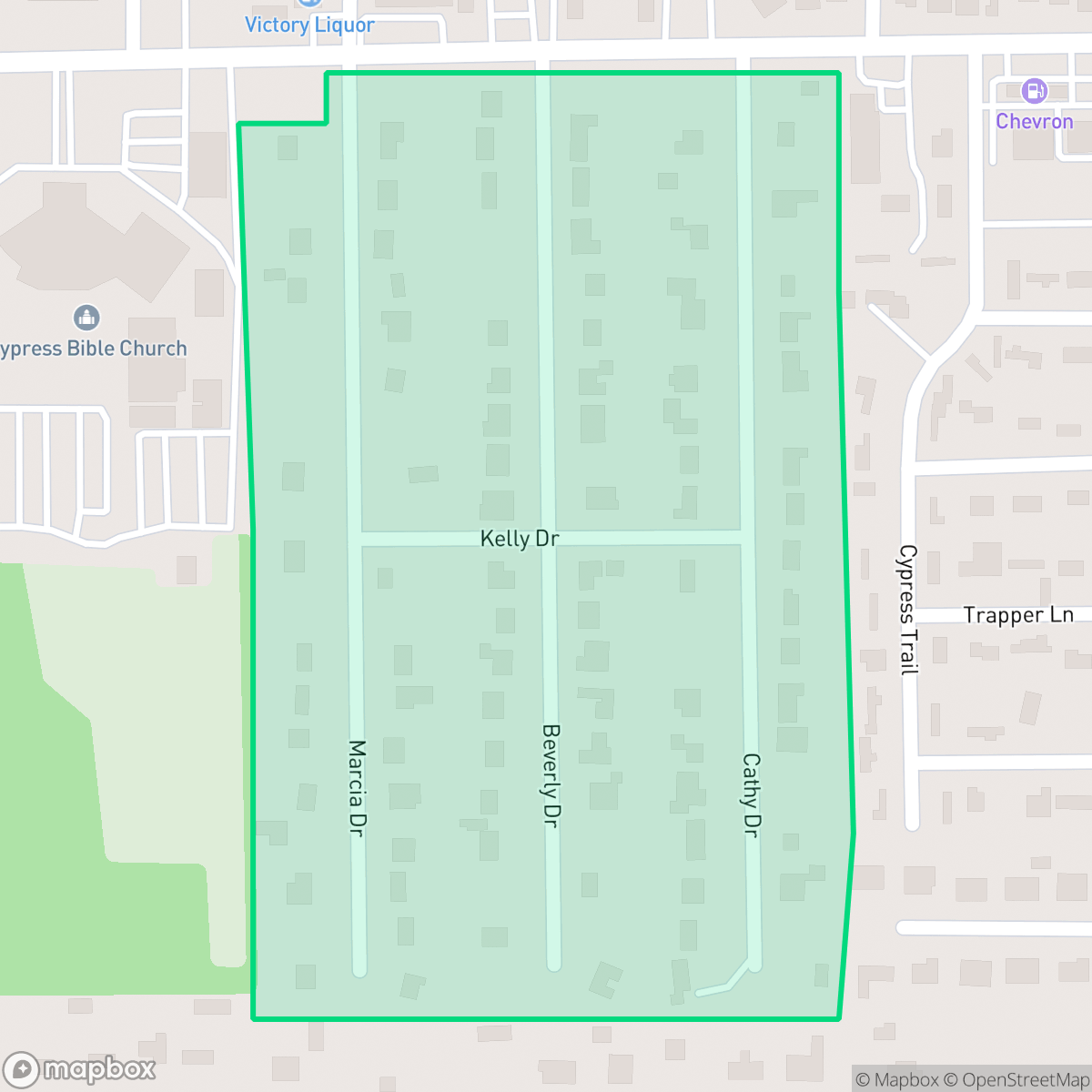 Map showing the location of Mossy Oaks, Houston, TX
