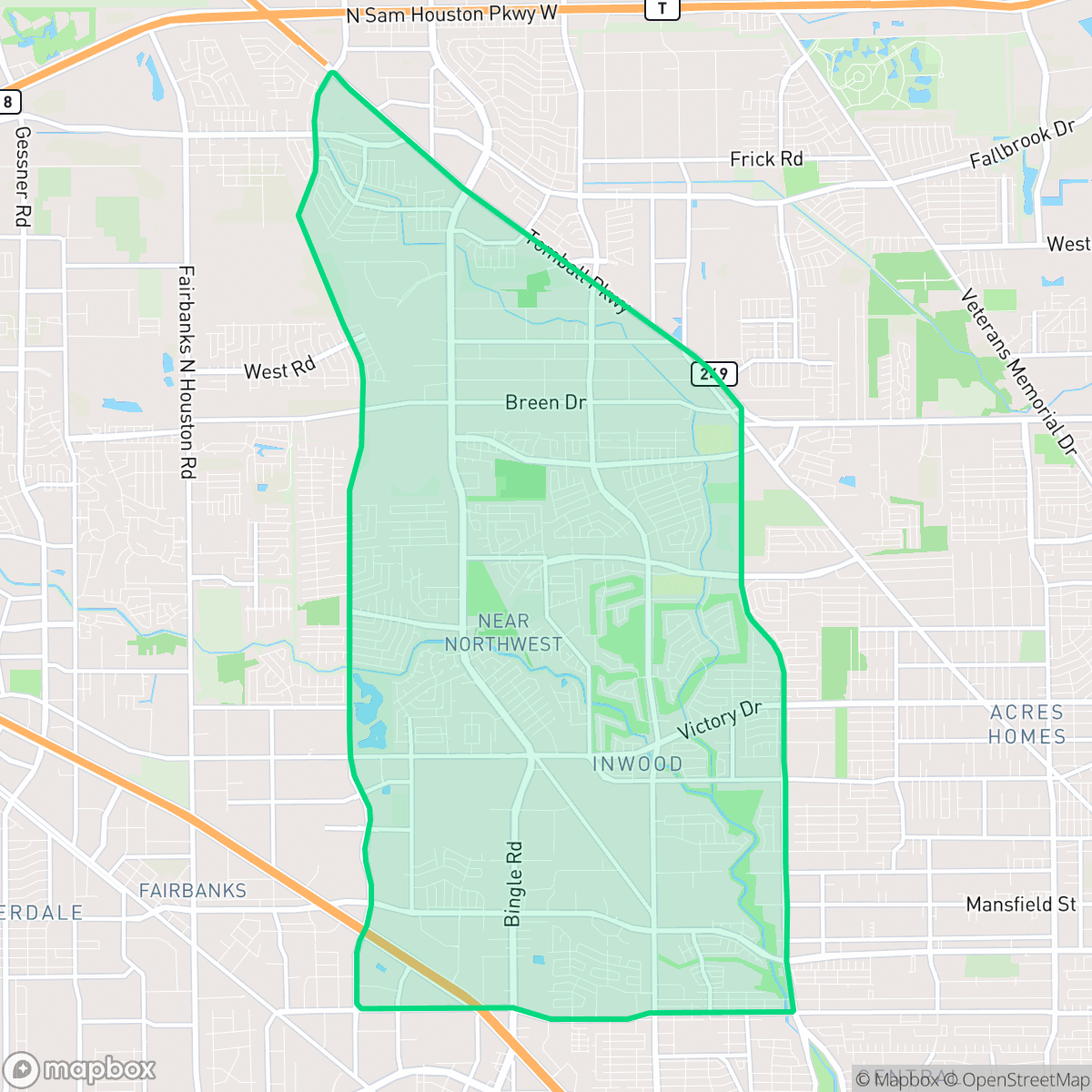 Map showing the location of Near Northwest, Houston, TX