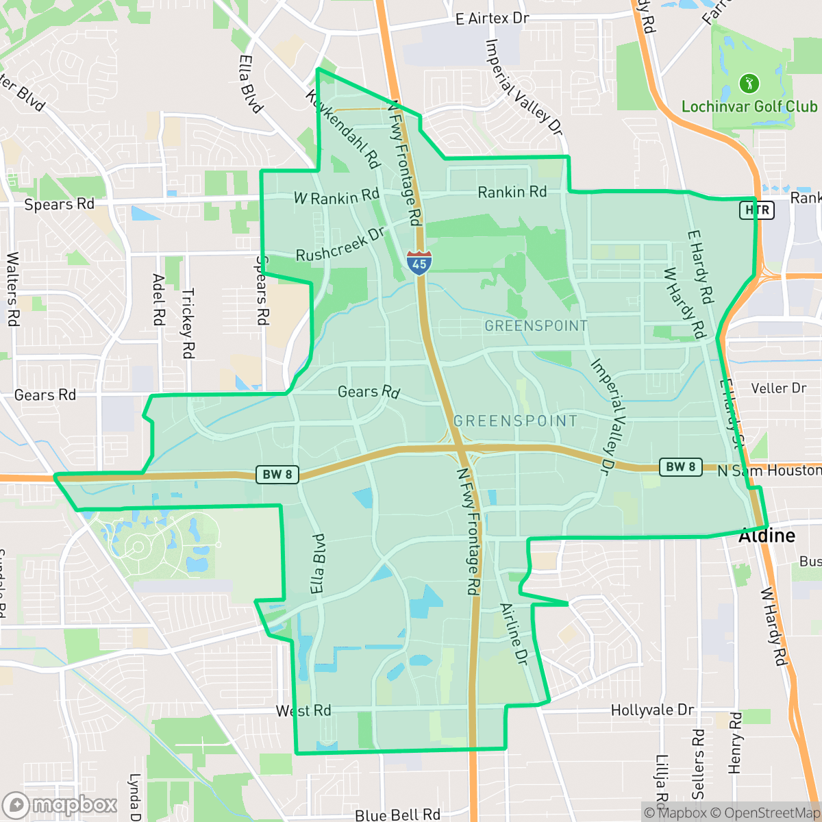 Map showing the location of North Houston District, Houston, TX