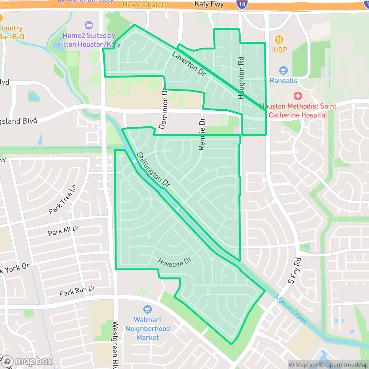 Map showing the location of Nottingham Country, Houston, TX