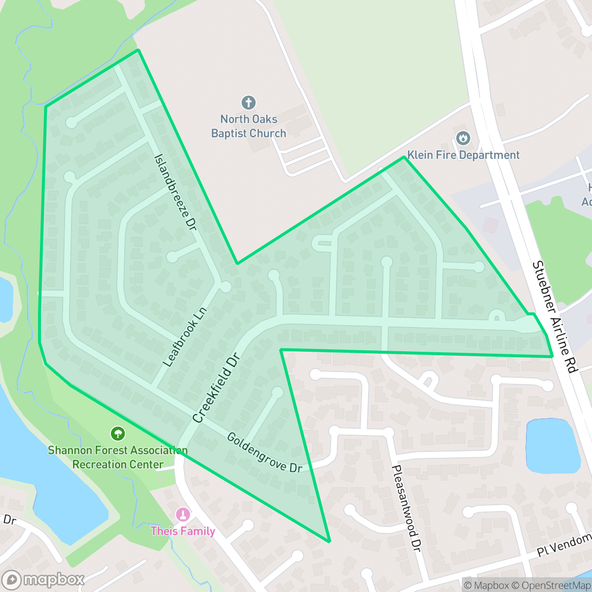 Map showing the location of Oakwood West, Houston, TX