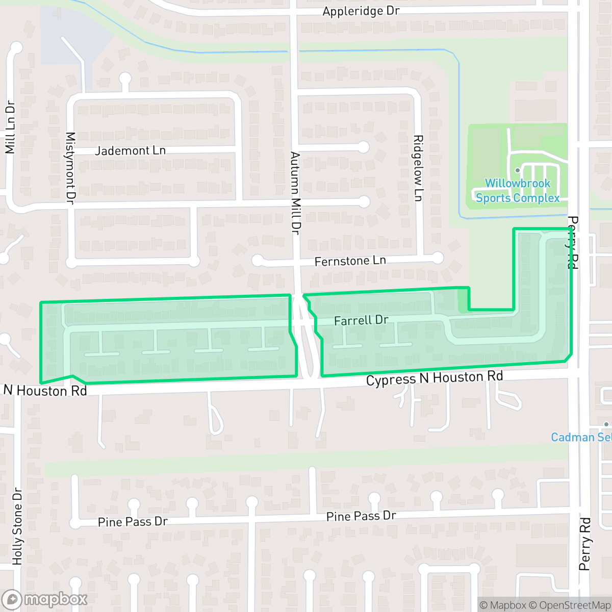 Map showing the location of Parkside at Perry, Houston, TX