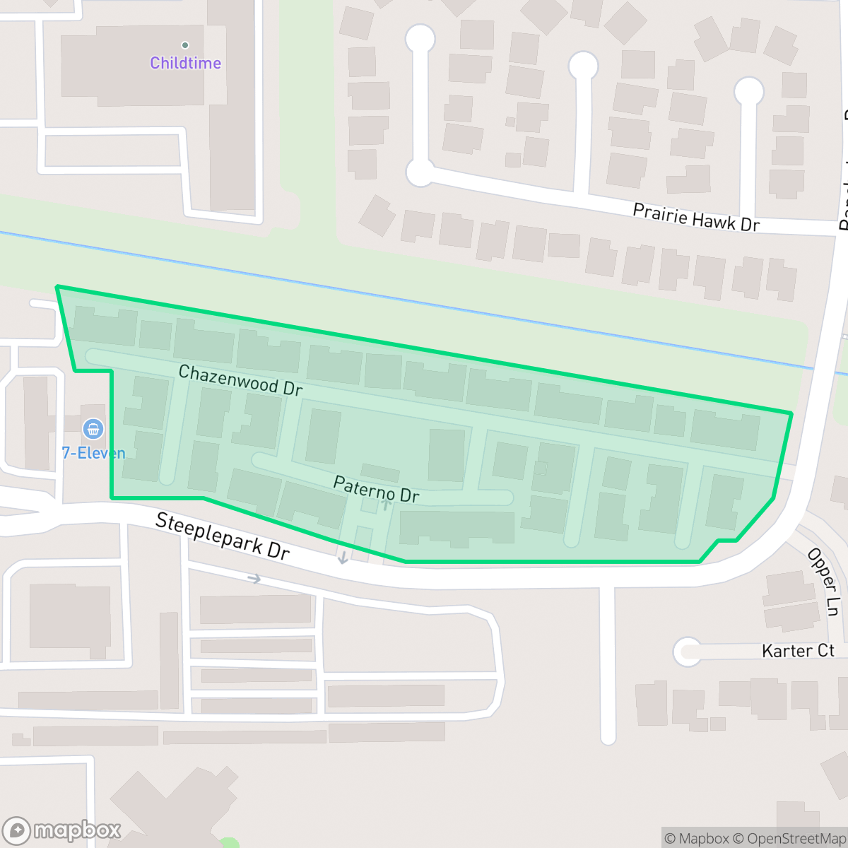 Map showing the location of Steeple Chase Terrace, Houston, TX