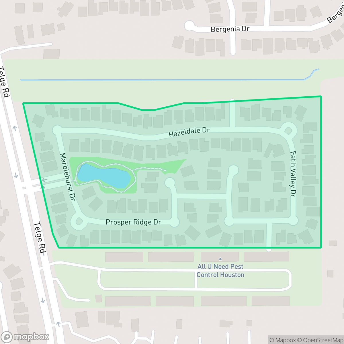 Map showing the location of Stillwater Village, Houston, TX