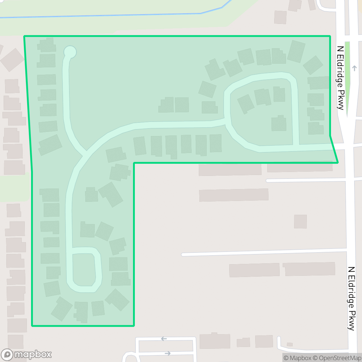 Map showing the location of Treeline North, Houston, TX