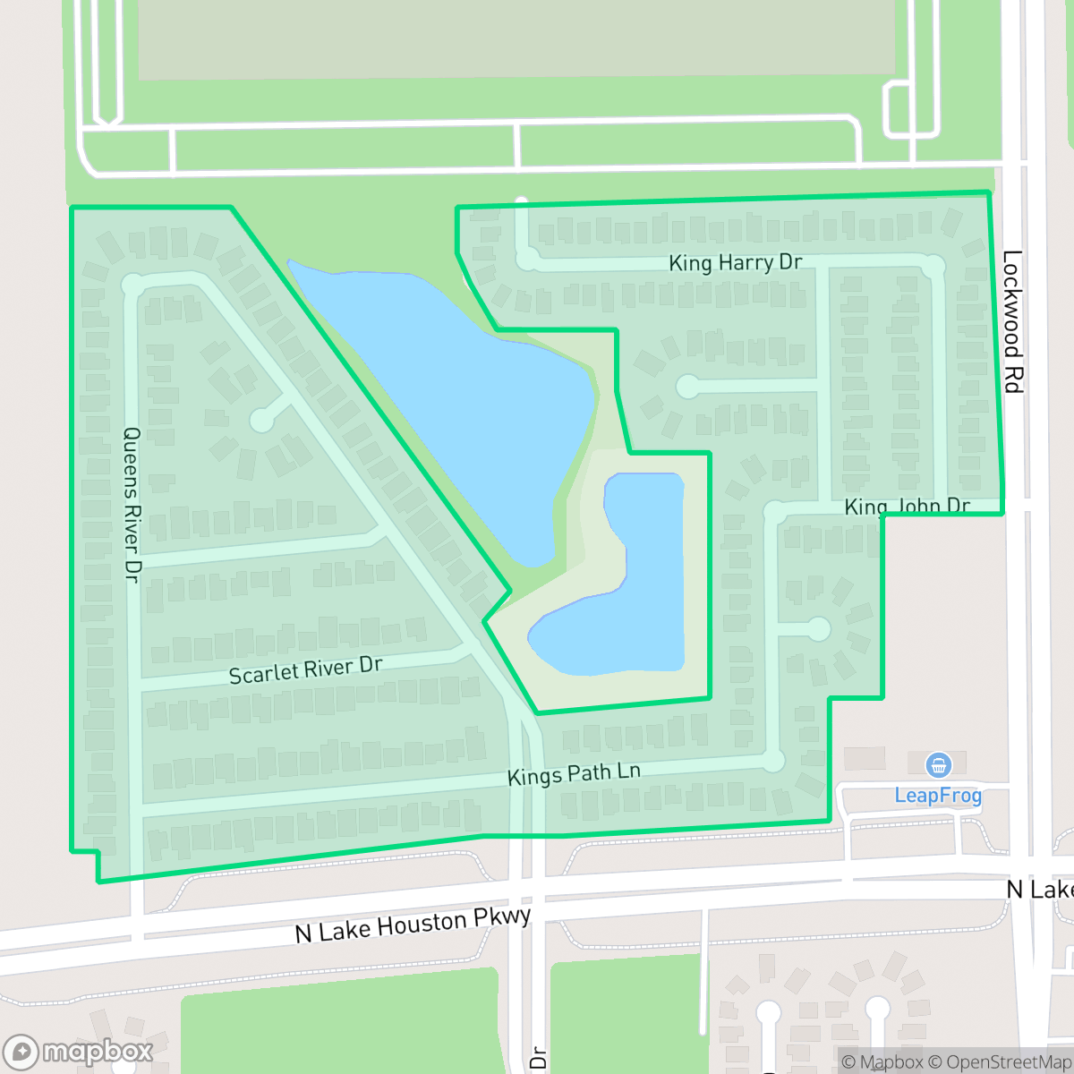 Map showing the location of Village of Kings Lake, Houston, TX