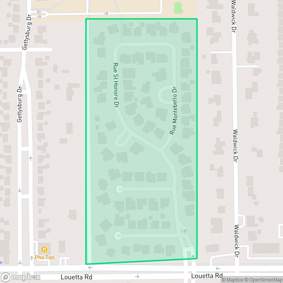 Map showing the location of Villaggio, Houston, TX